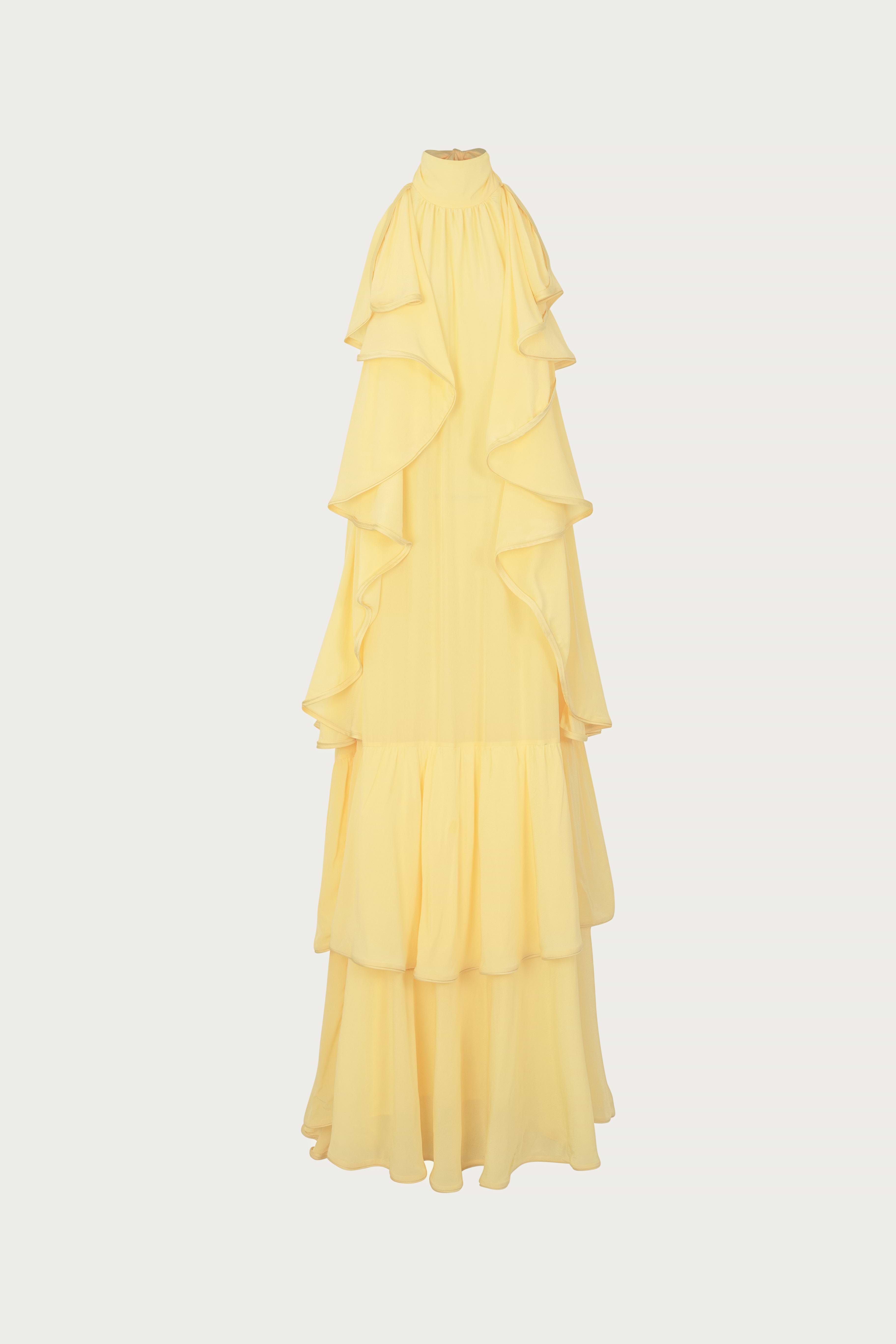 SAME Layered Chiffon Gown | Butter Yellow | Women's Maxi Dress