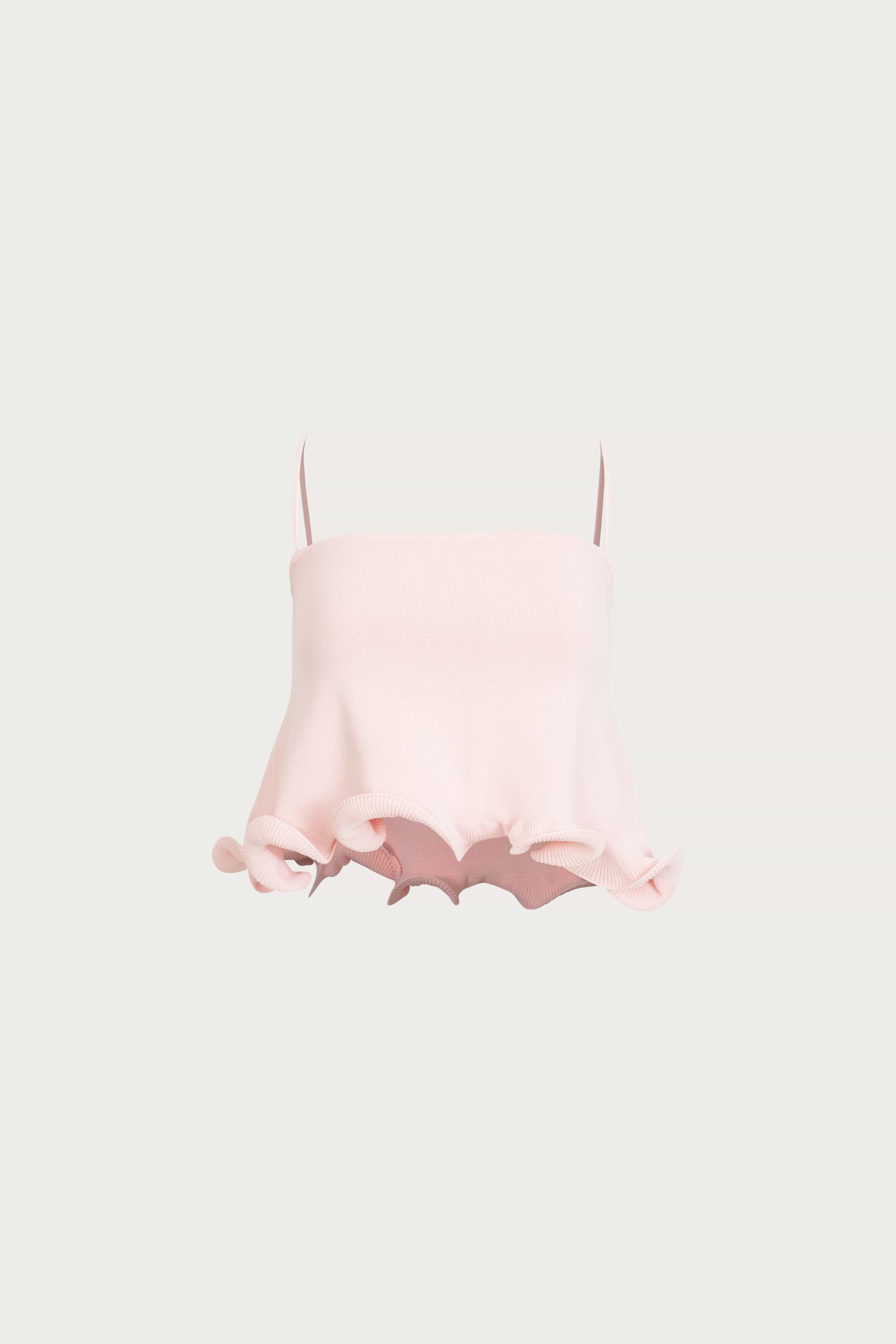 Ruffle Hem Crop Top (Pale Pink)