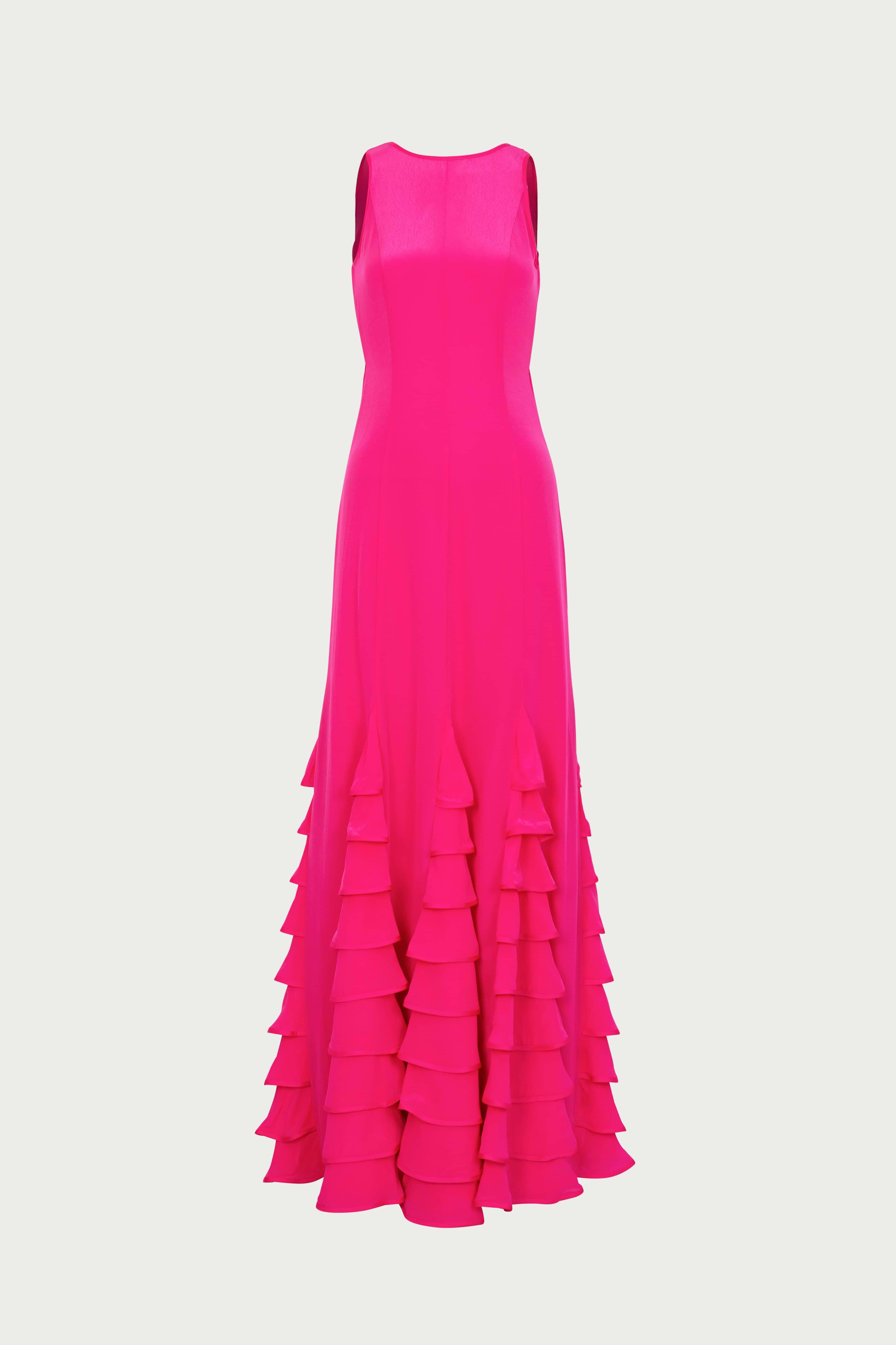 SAME Tiered Chiffon Gown | Fuchsia | Women's Maxi Dress