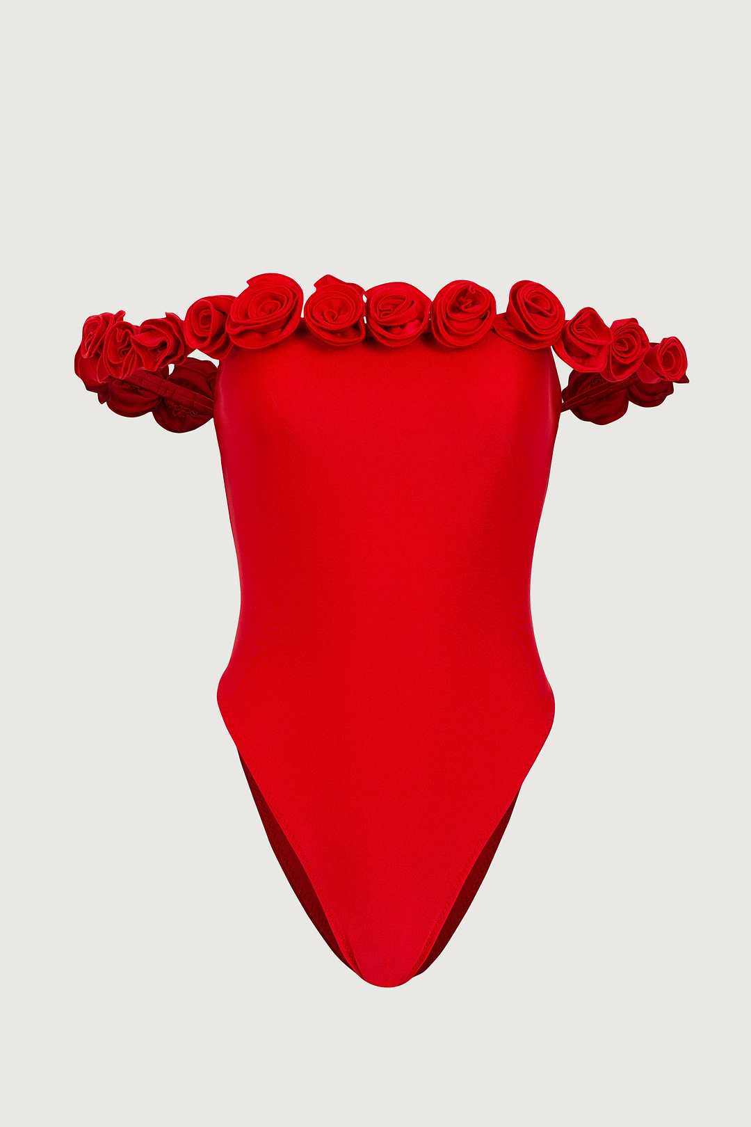 Rosette Off Shoulder One Piece (Scarlet Red/Red)