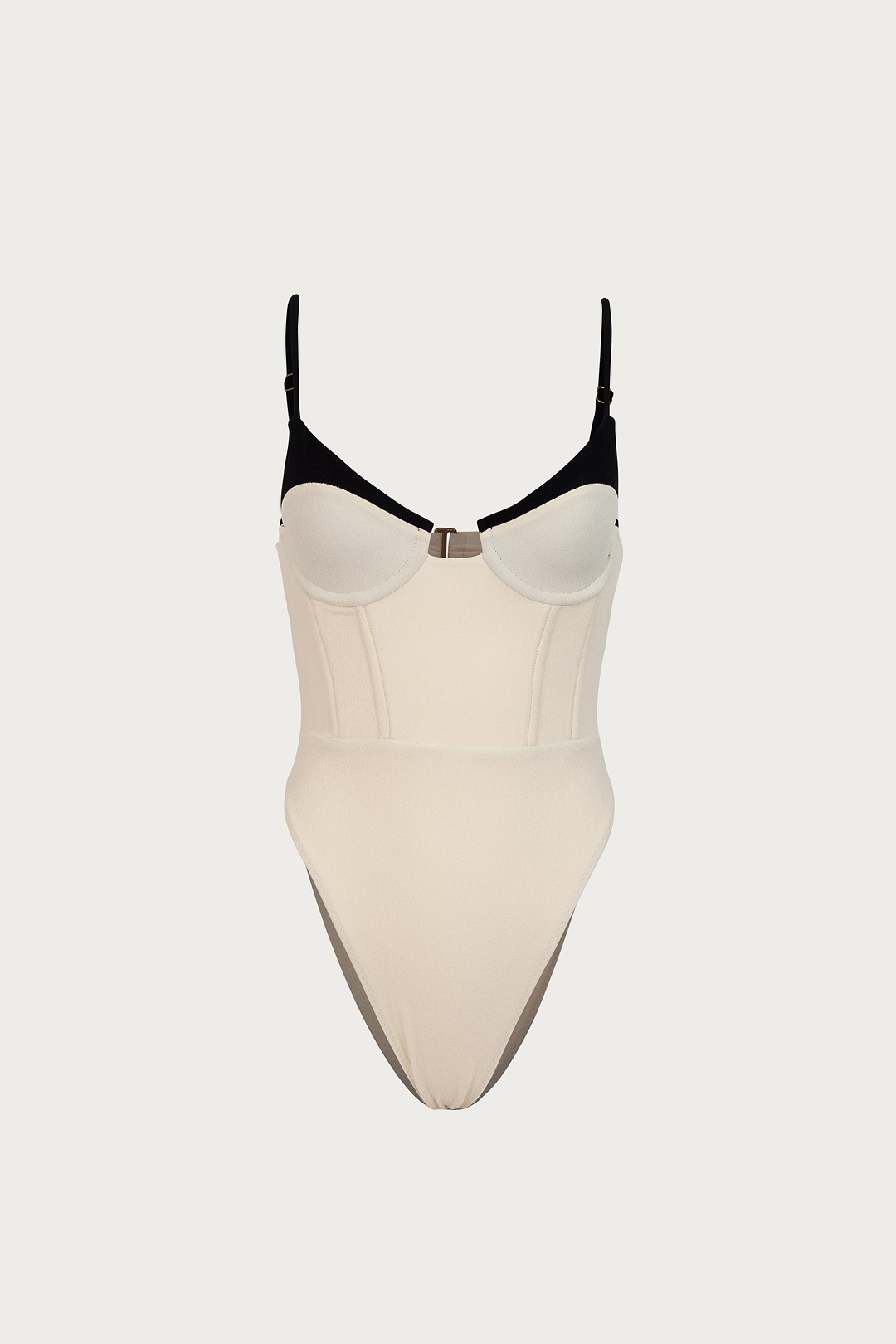 SAME Double Layer Corset One Piece | Faux Suede Cream/Black