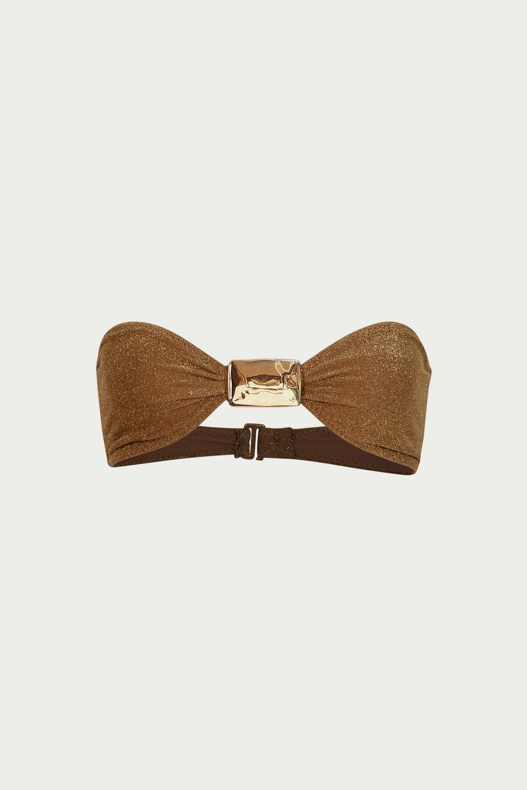 Hammered Bandeau Top (Mocha Shimmer Lurex)