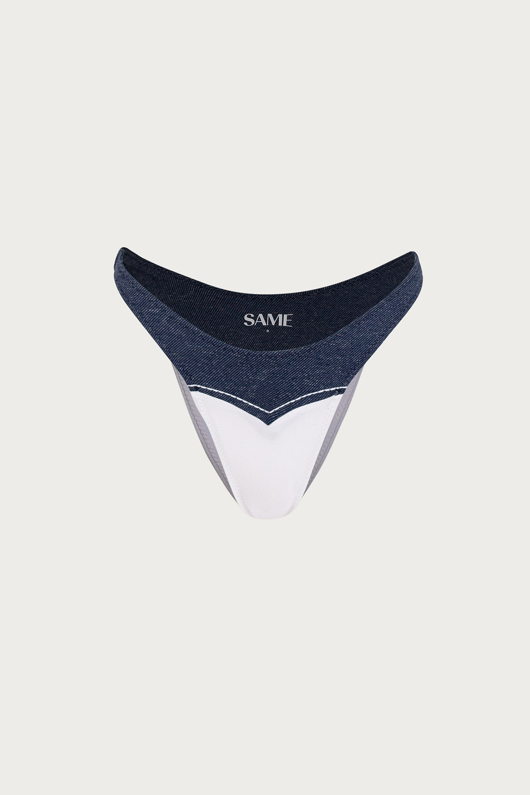 Western 90s Bottom (Faux Suede White/Dark Denim)