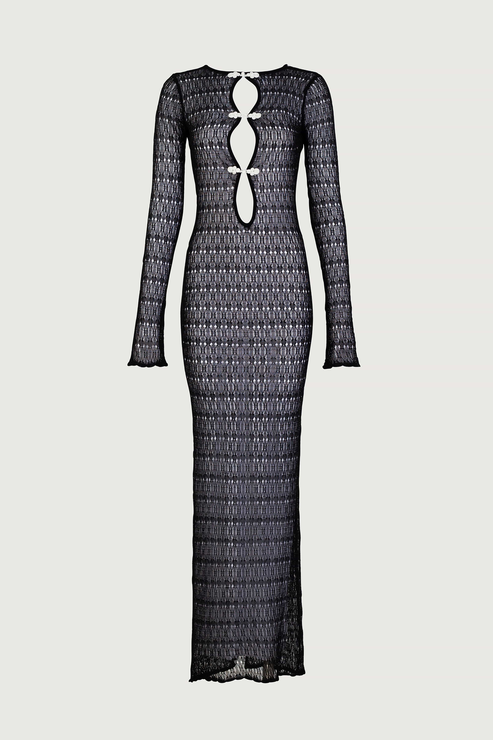 Keyhole Crochet Dress (Black/Cream)