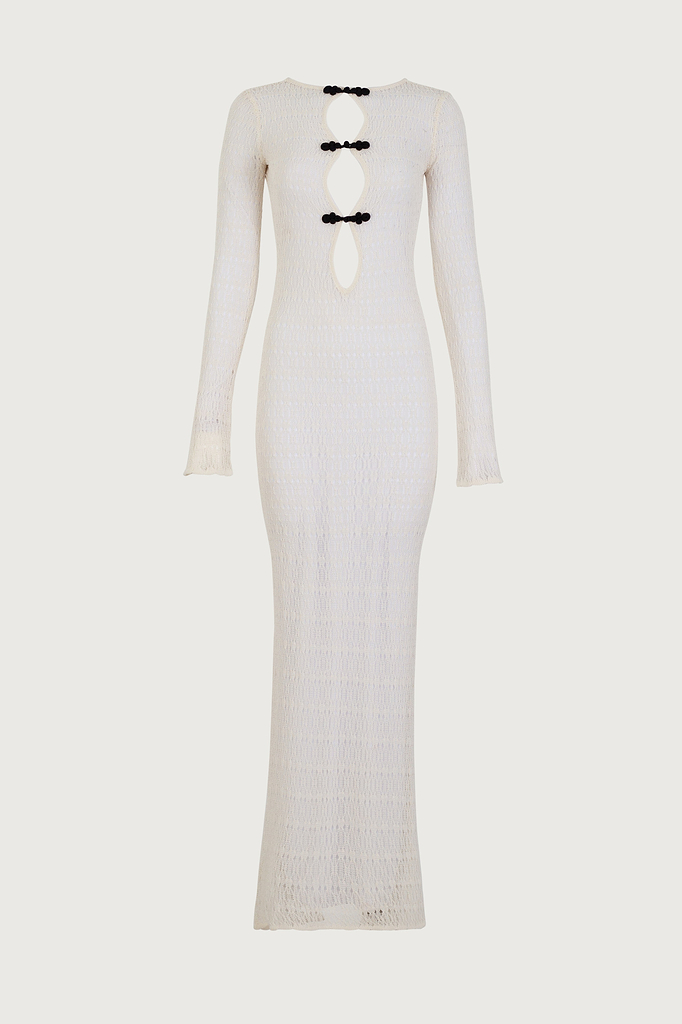 Keyhole Crochet Dress (Cream/Black)