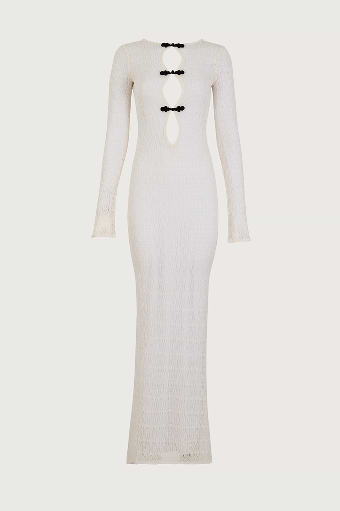 Keyhole Crochet Dress (Cream/Black)