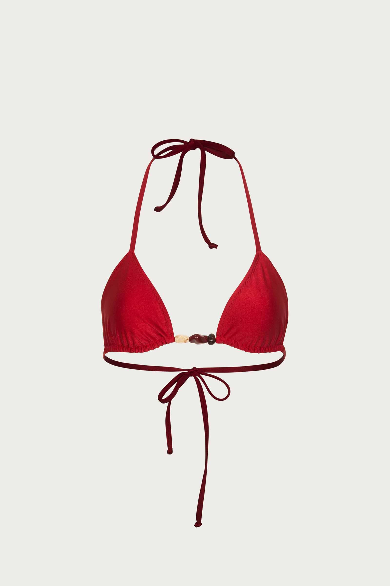 Stone Beaded Triangle Top (Red)