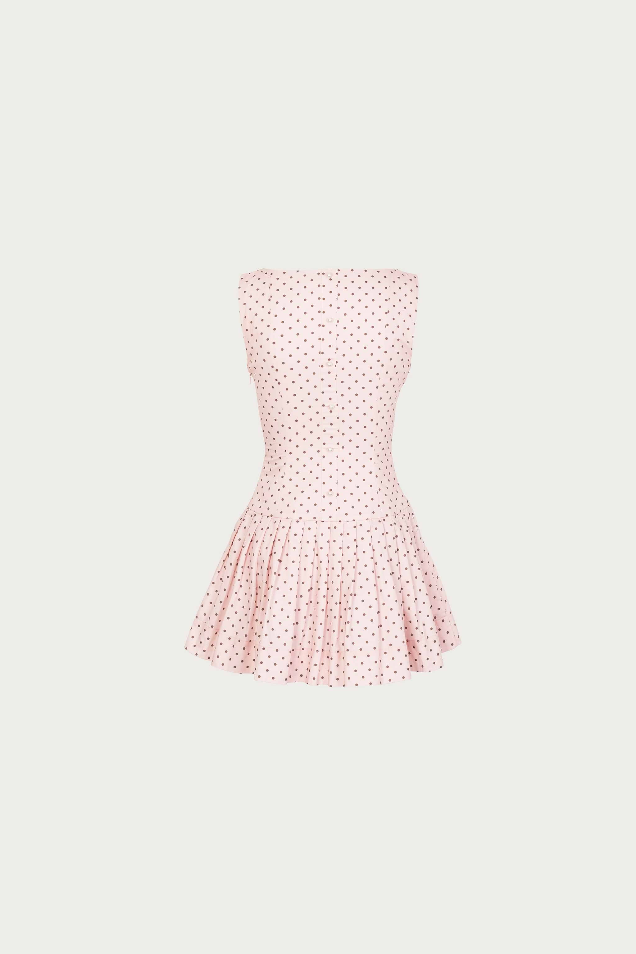 Poplin Mini Dress (Pink Polka Dot)