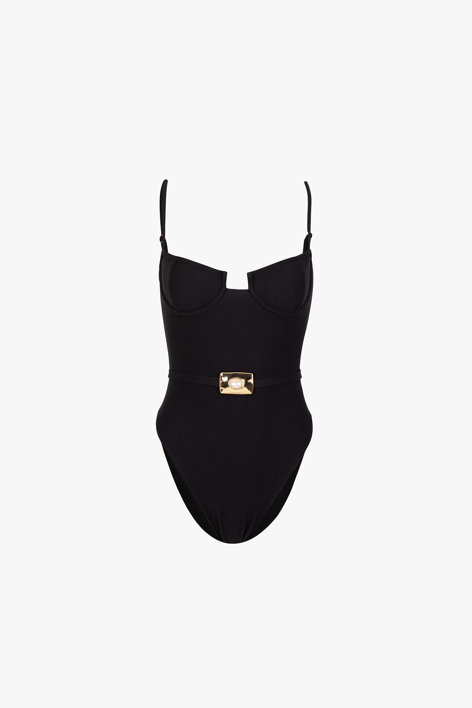 Hammered Pearl One Piece (Faux Suede Black)