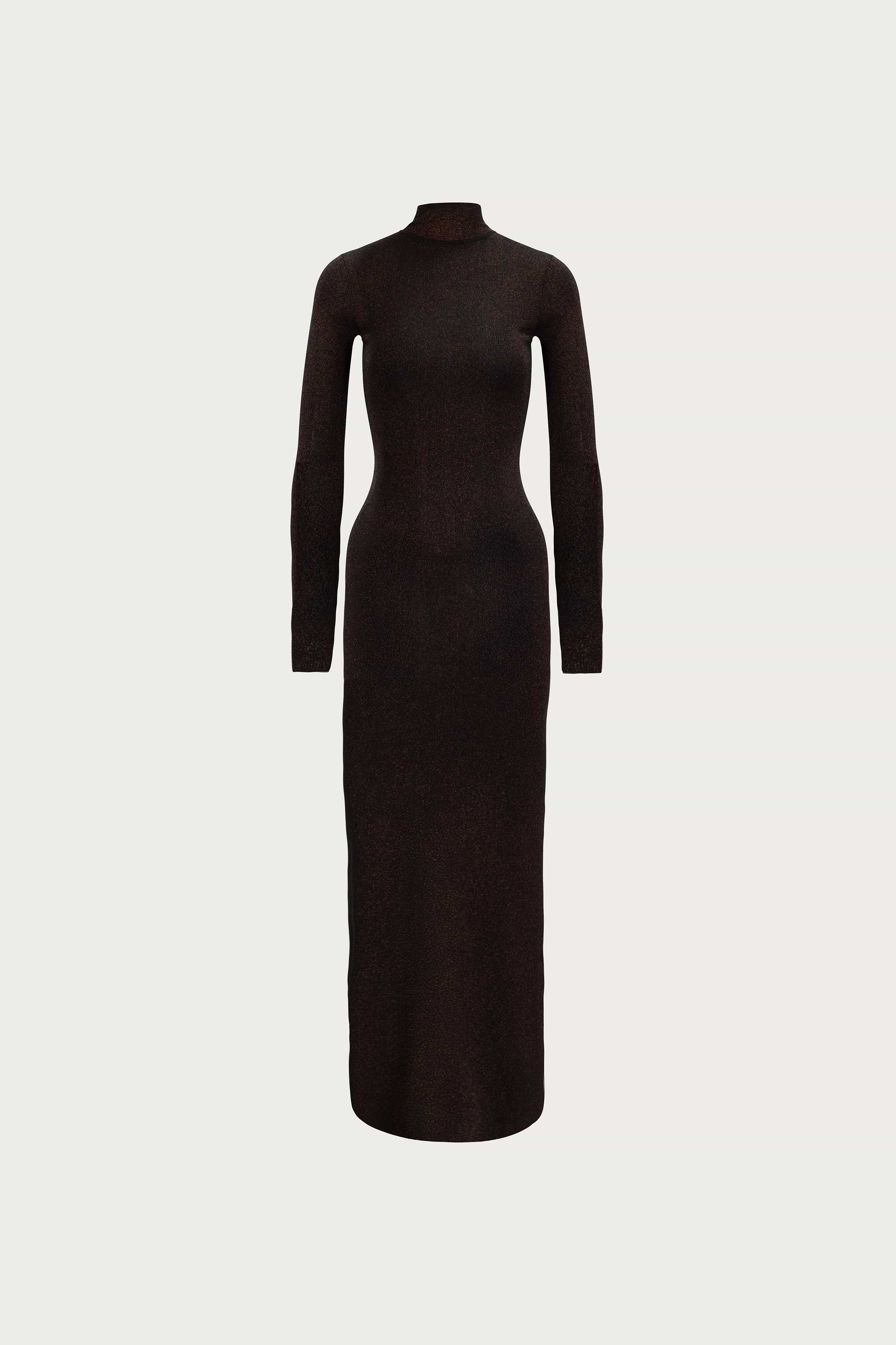 Shimmer Mockneck Dress (Black)