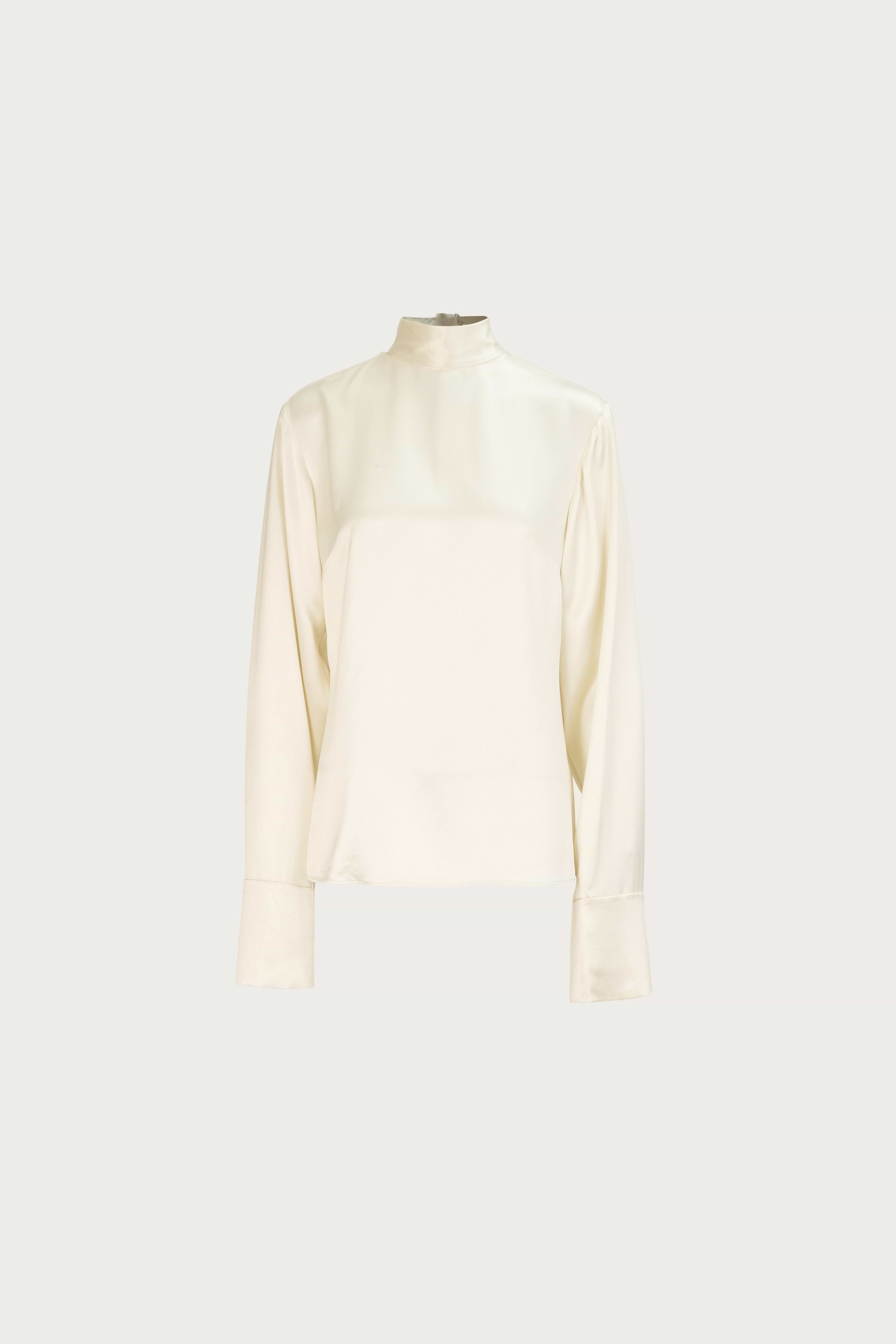 Satin Long Sleeve Blouse (Cream)