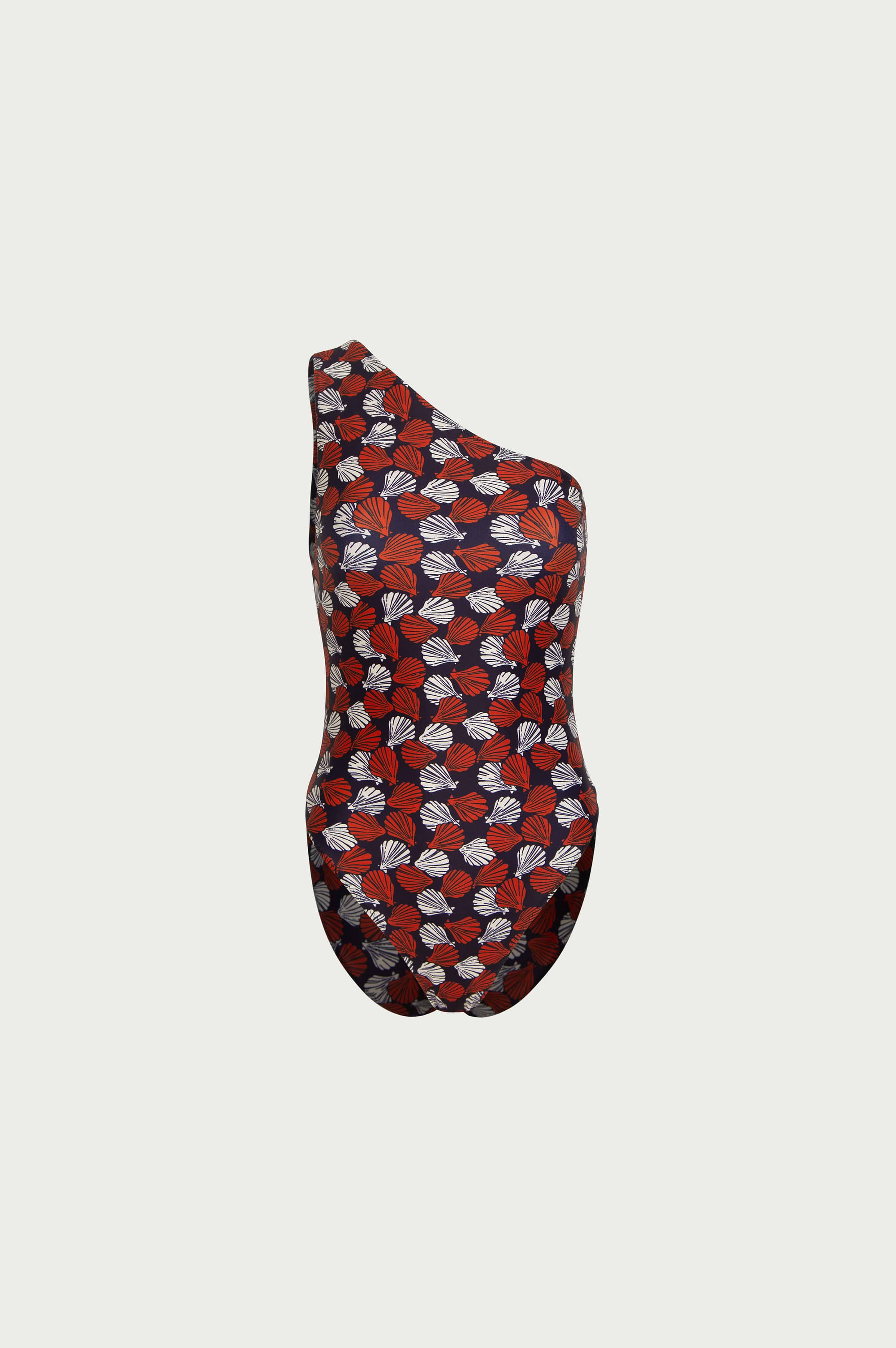 One Shoulder One Piece (Palm Beach Shell Navy/Orange/Cream)