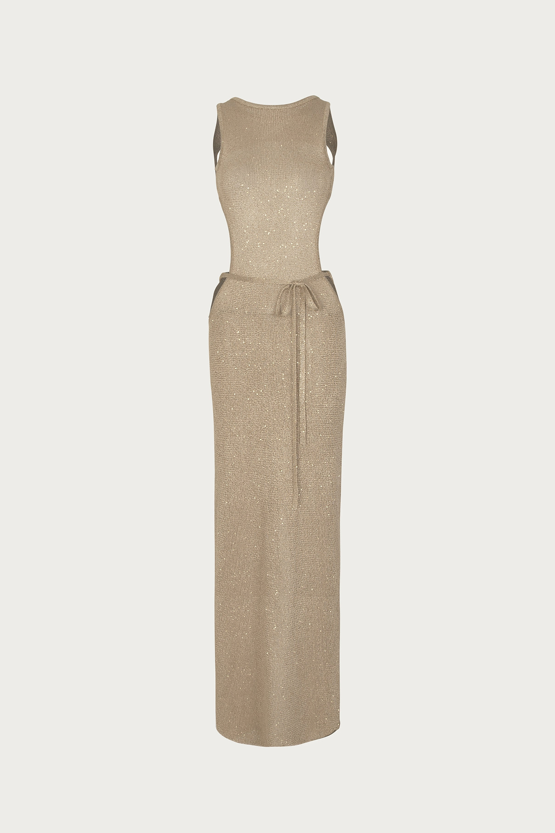 Tie Maxi Dress (Light Gold Sequin)