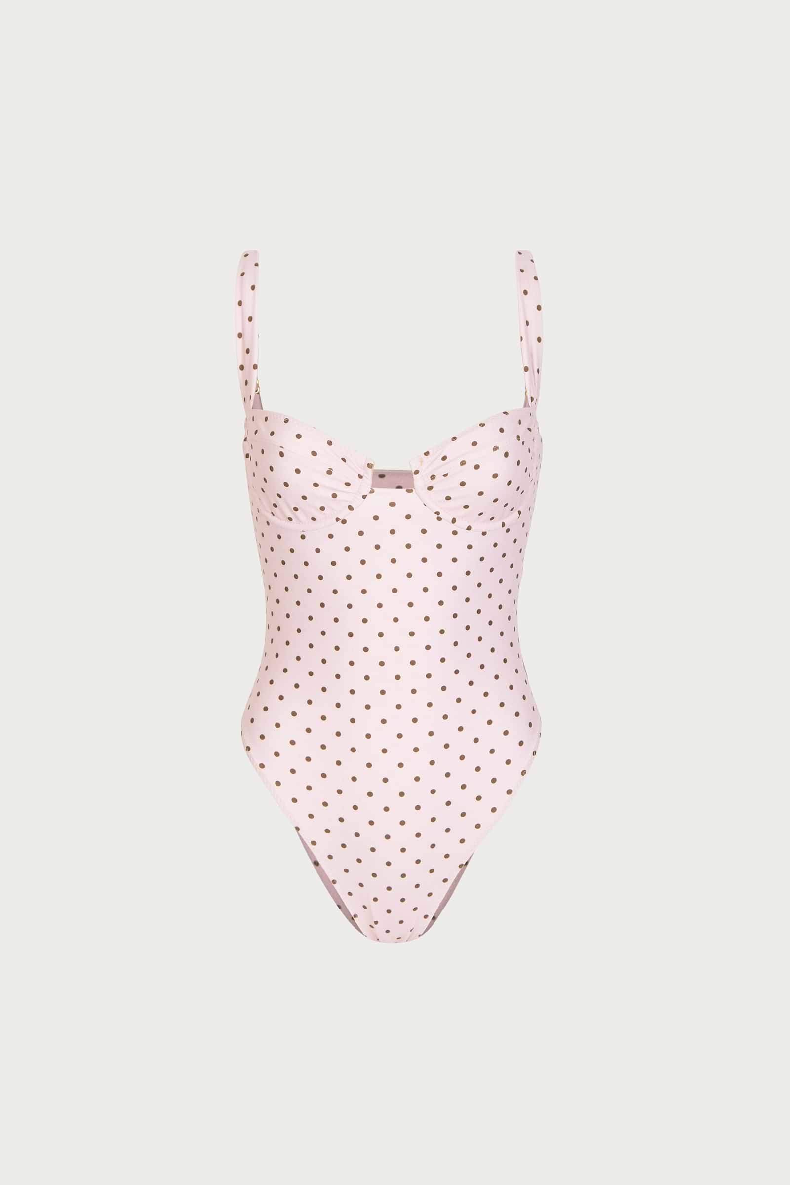 Bustier One Piece (Pink Brown Polka Dot)