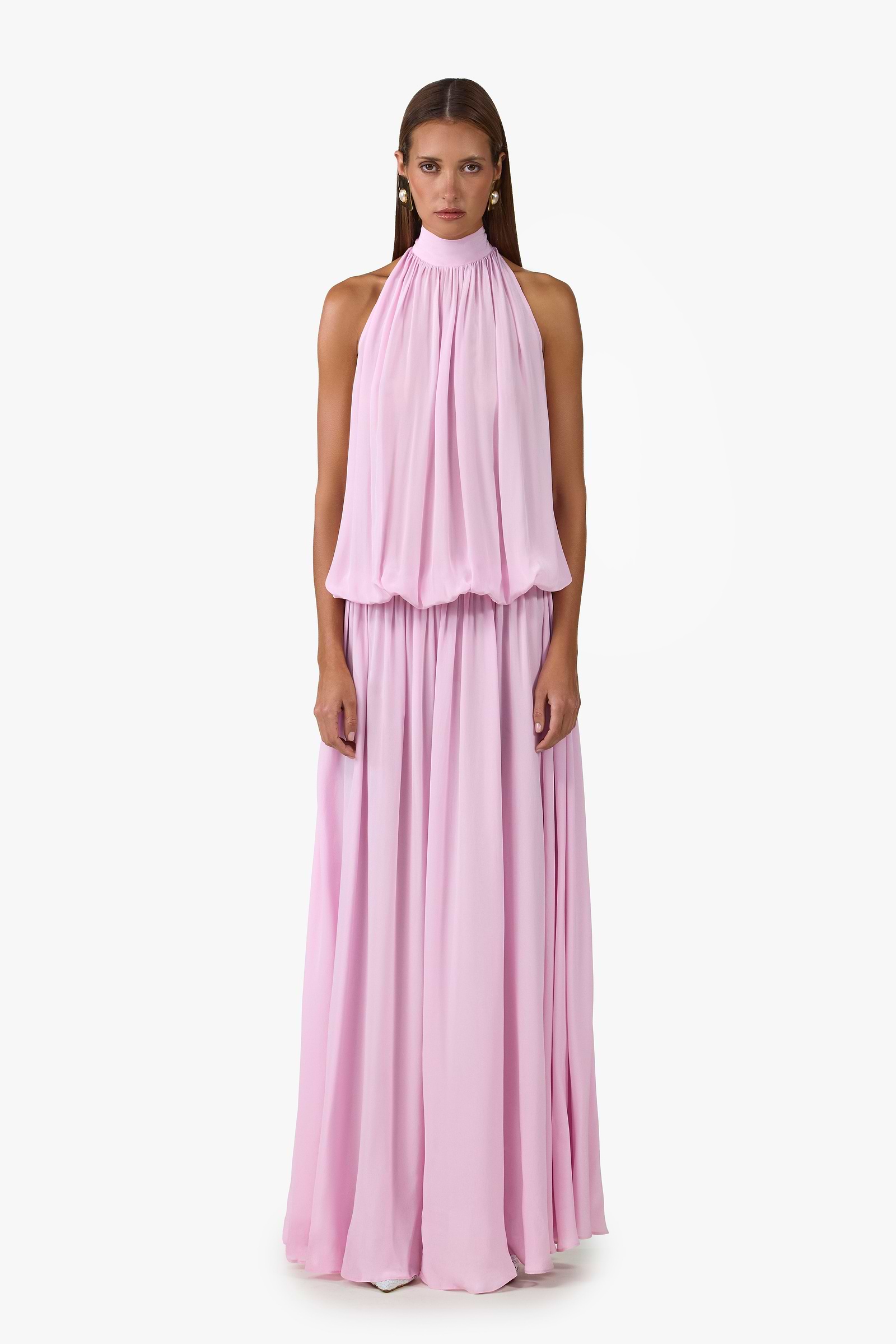 Drop Waist Chiffon Gown (Lilac Pink)