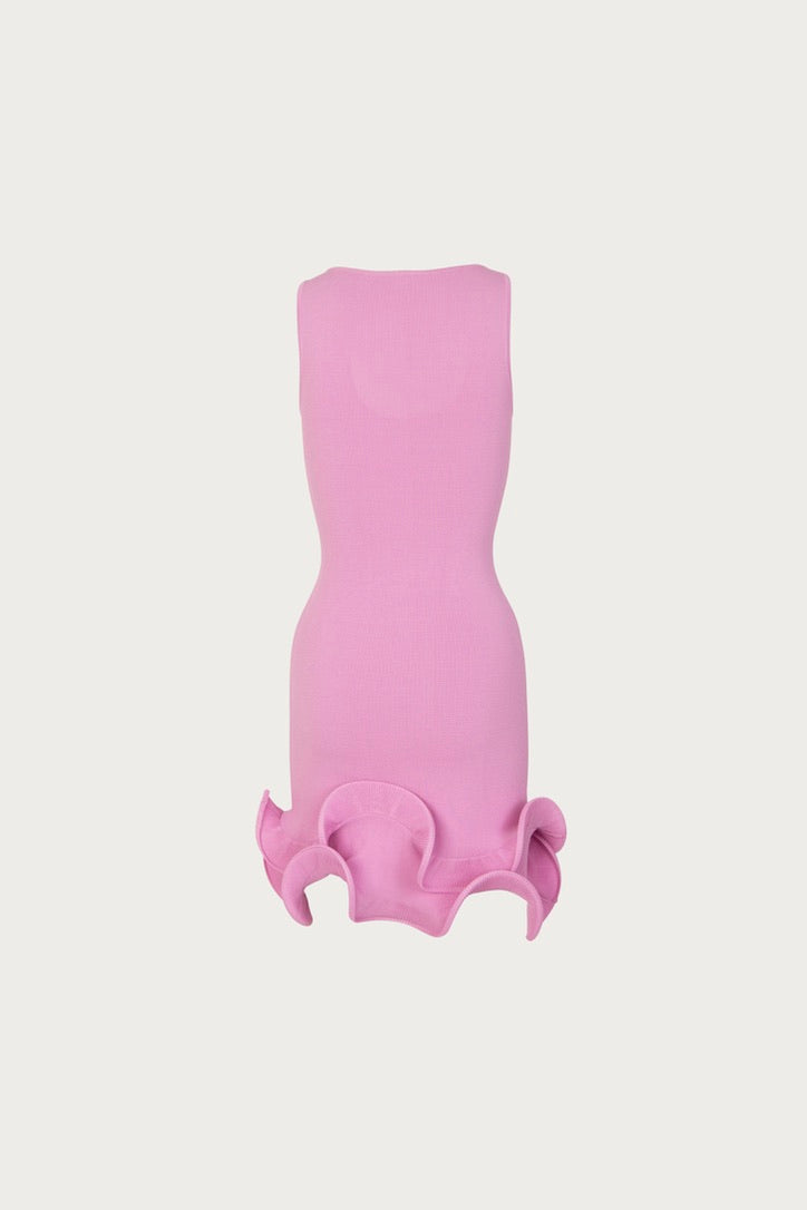 Double Ruffle Hem Mini Dress (Lilac Pink)