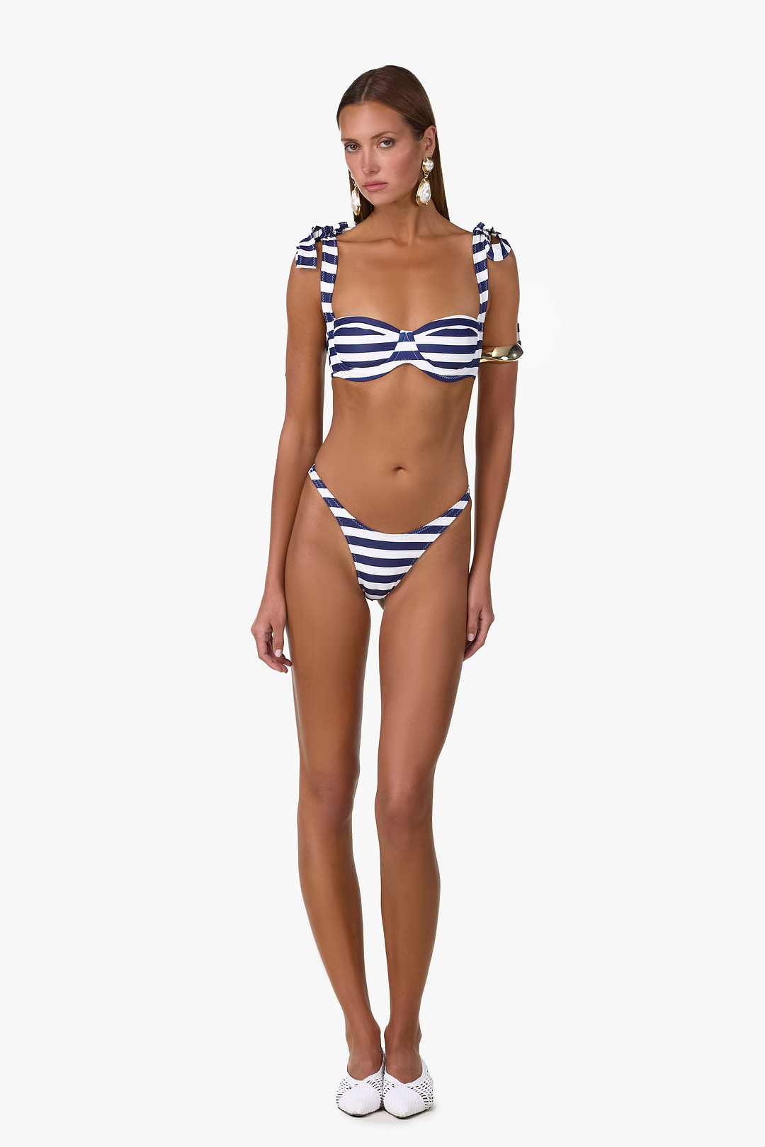 Knotted Bandeau Top (Navy Cream Stripe)
