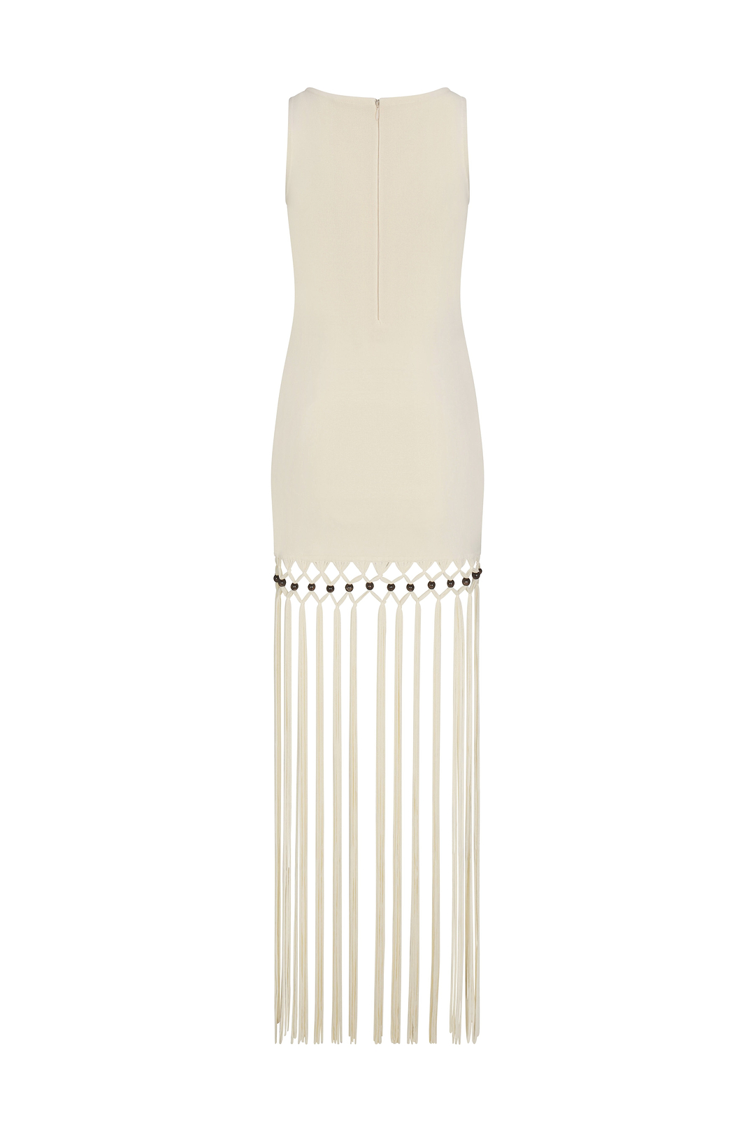Beaded Fringe Dress (Cream)