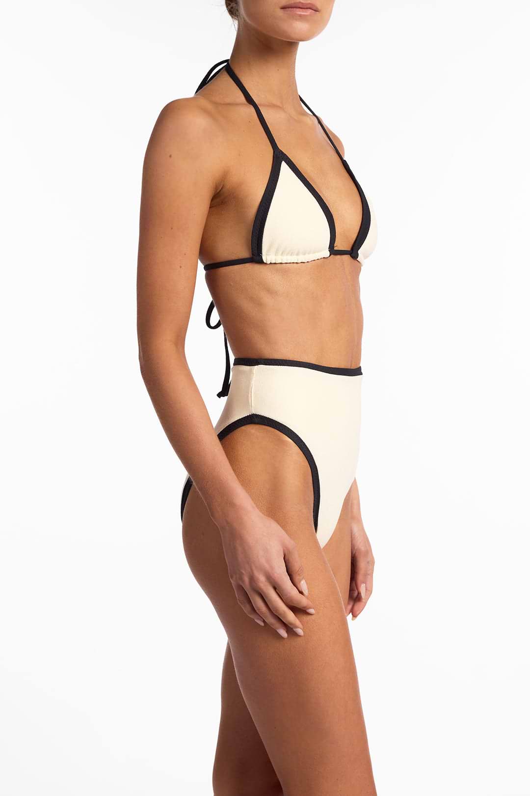 High Rise Bottom (Faux Suede Cream/Black)