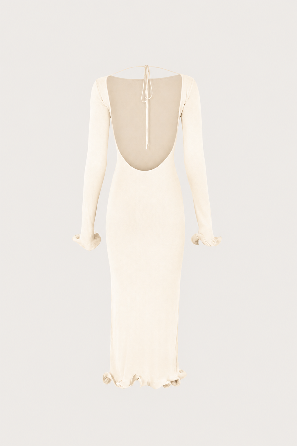 Ruffle Hem Midi Dress (Cream)
