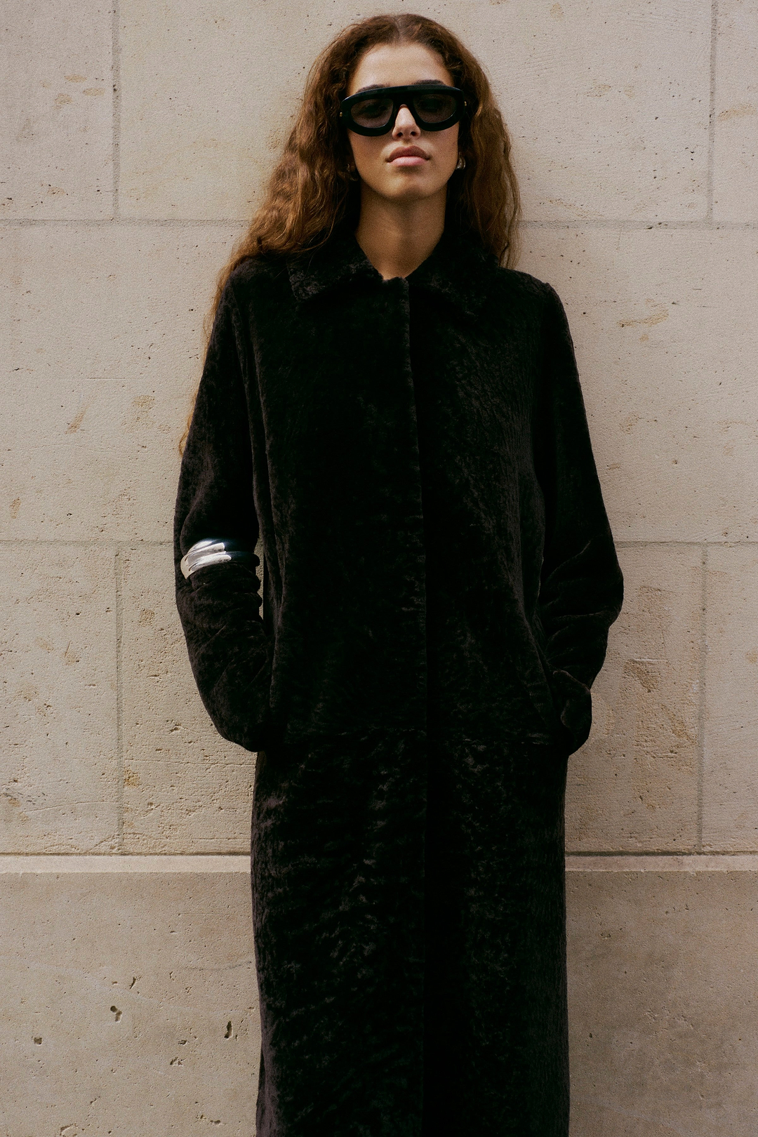 Shearling Long Coat (Espresso)