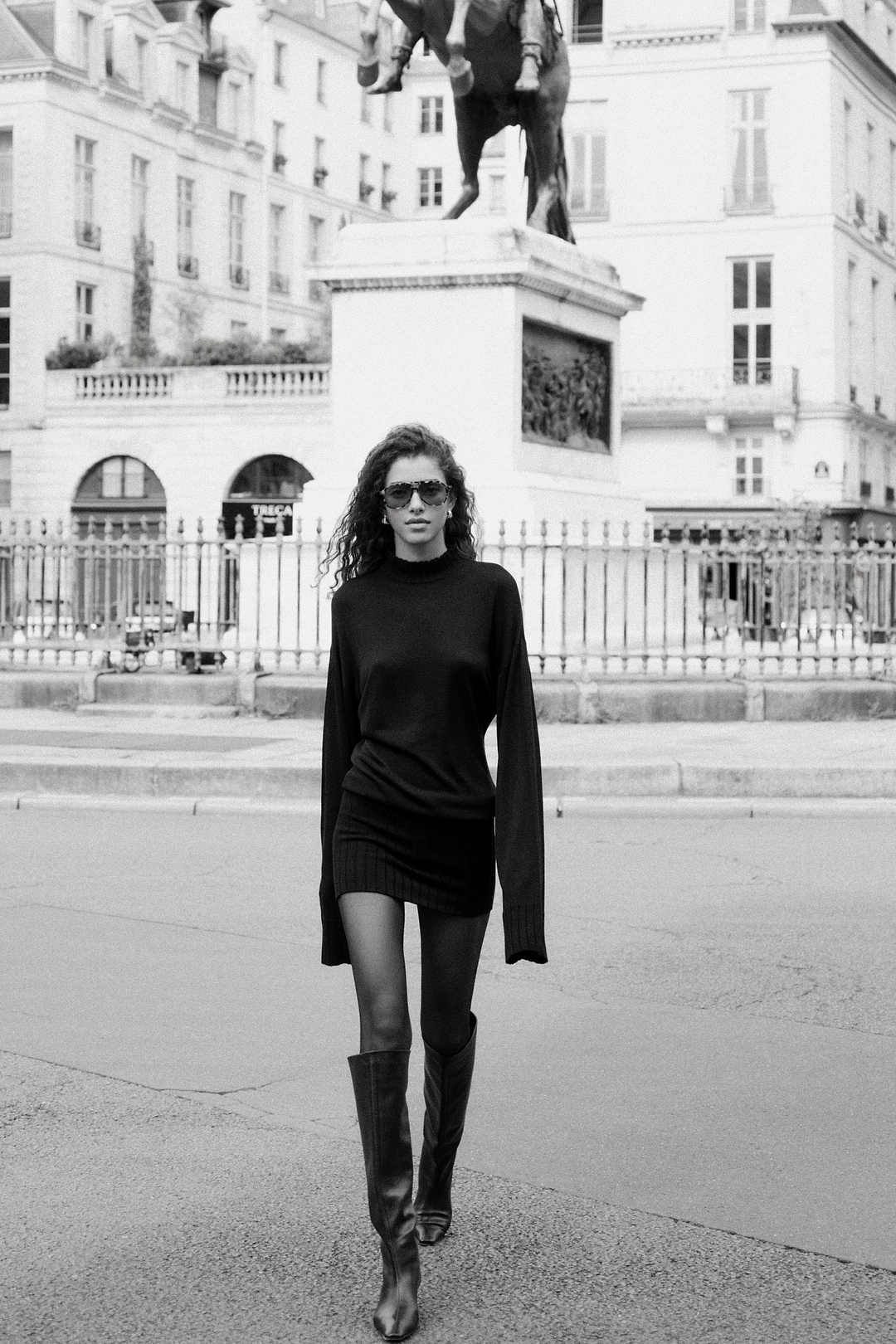 Lightweight Knit Mini Dress (Black)