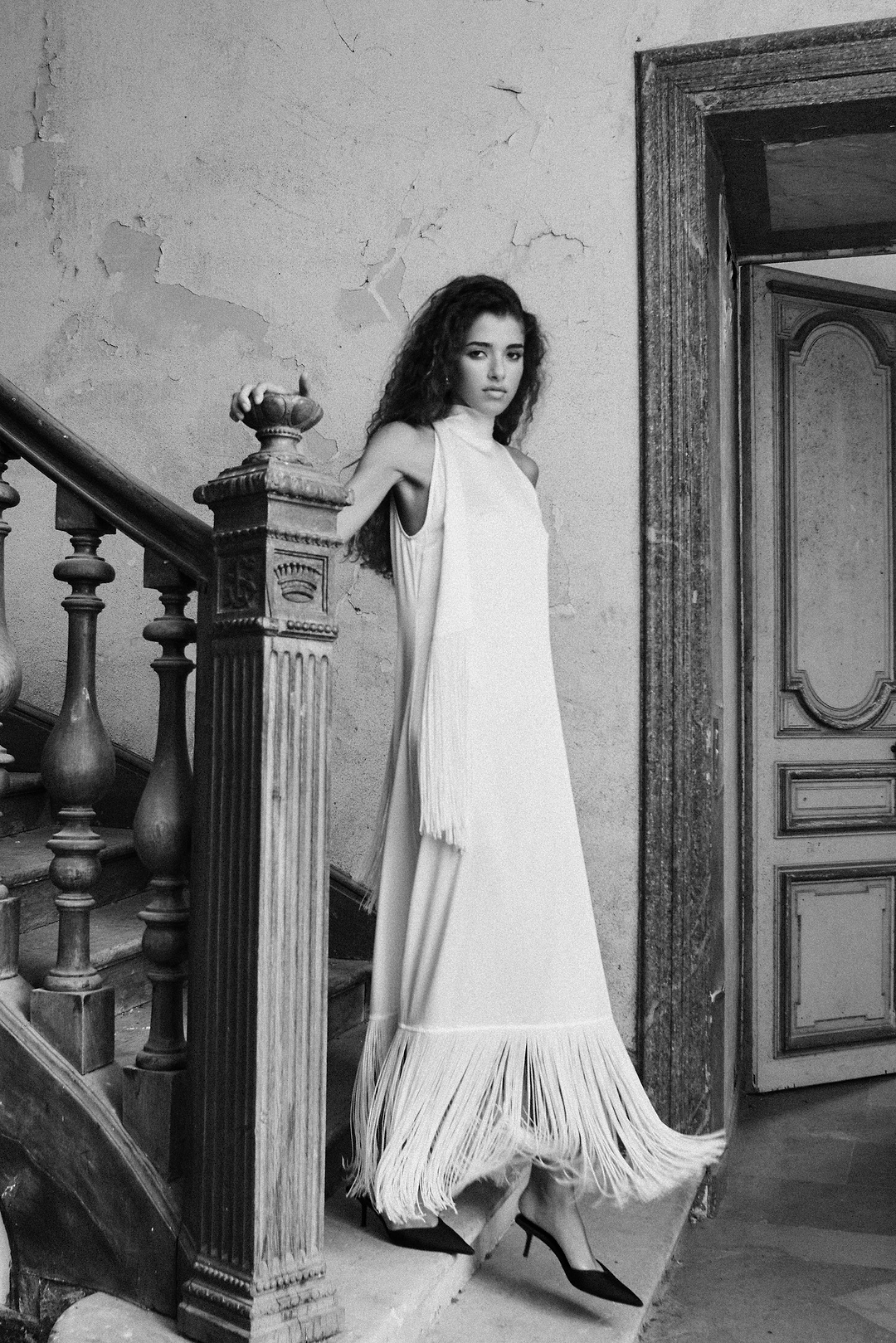 Silk Fringe Gown (Cream)