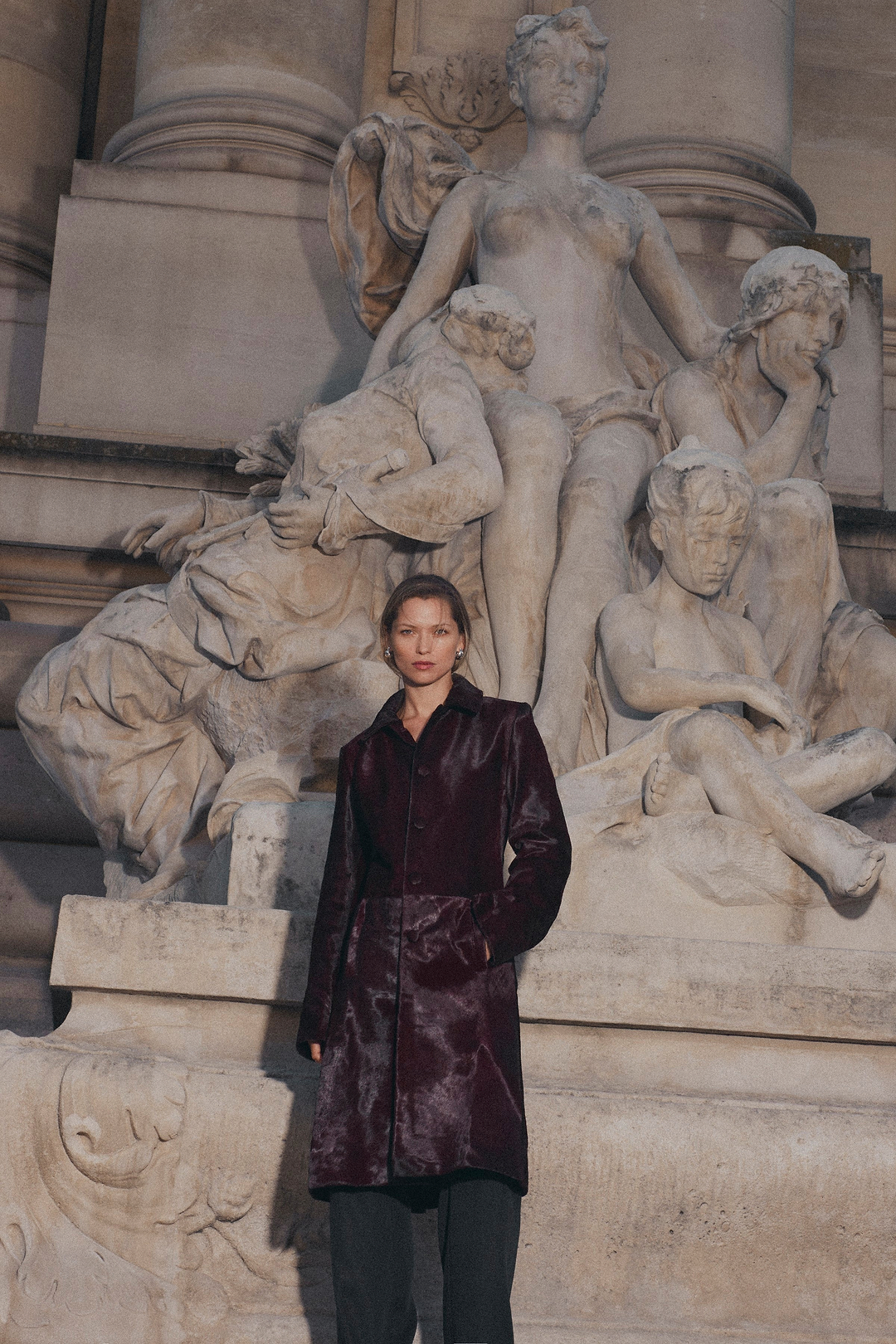 Pony Hair Trench Coat (Oxblood)