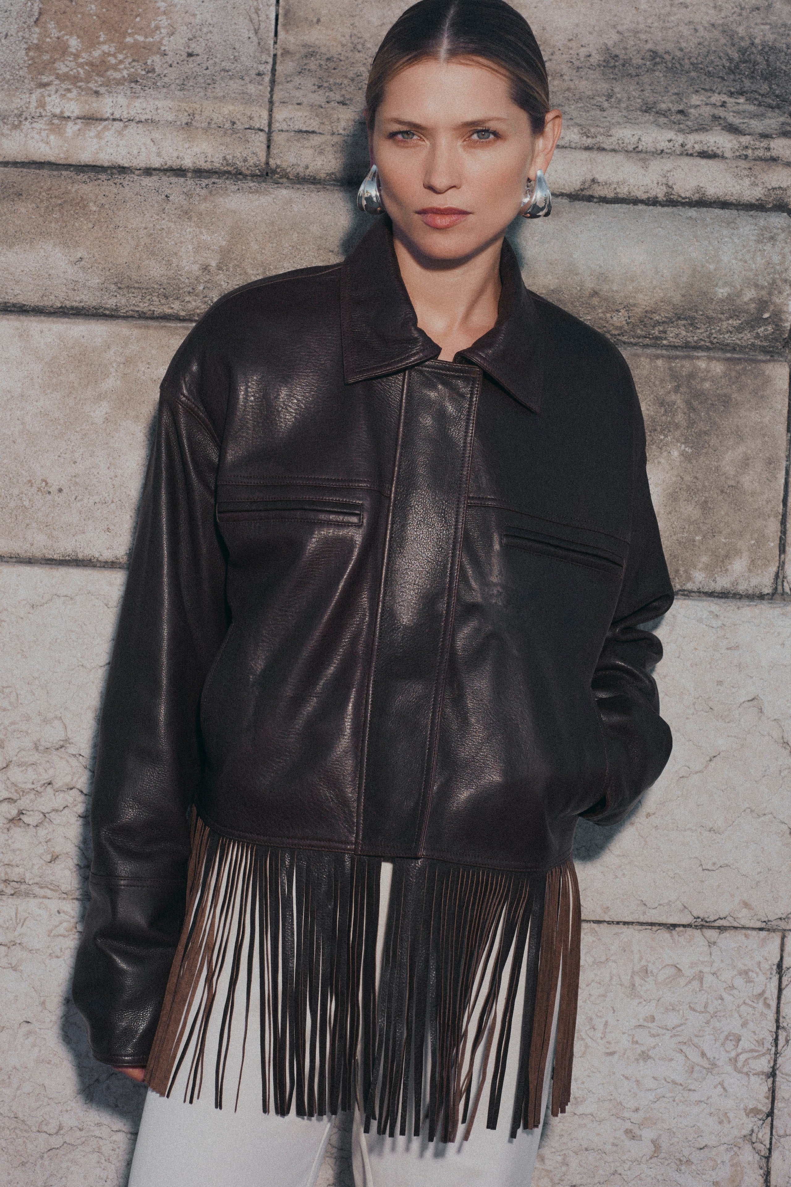The Fringe Leather Jacket (Espresso)