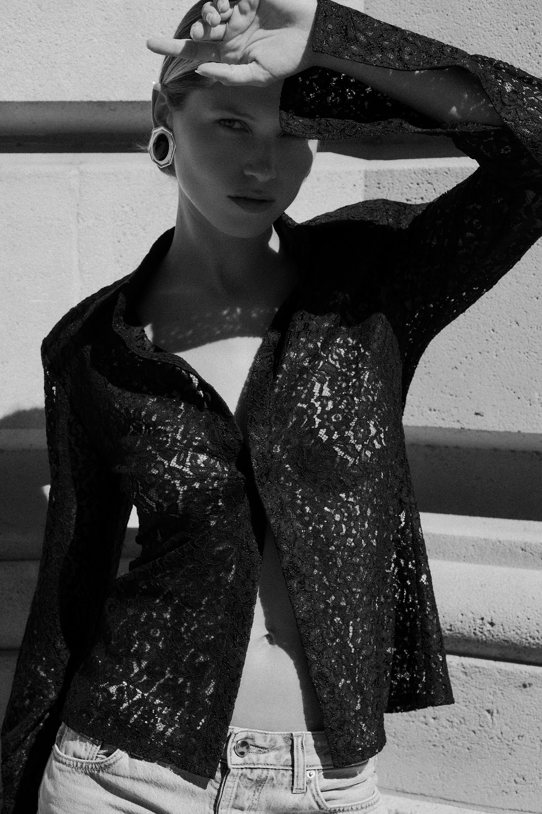 Tailored Lace Blouse (Black)