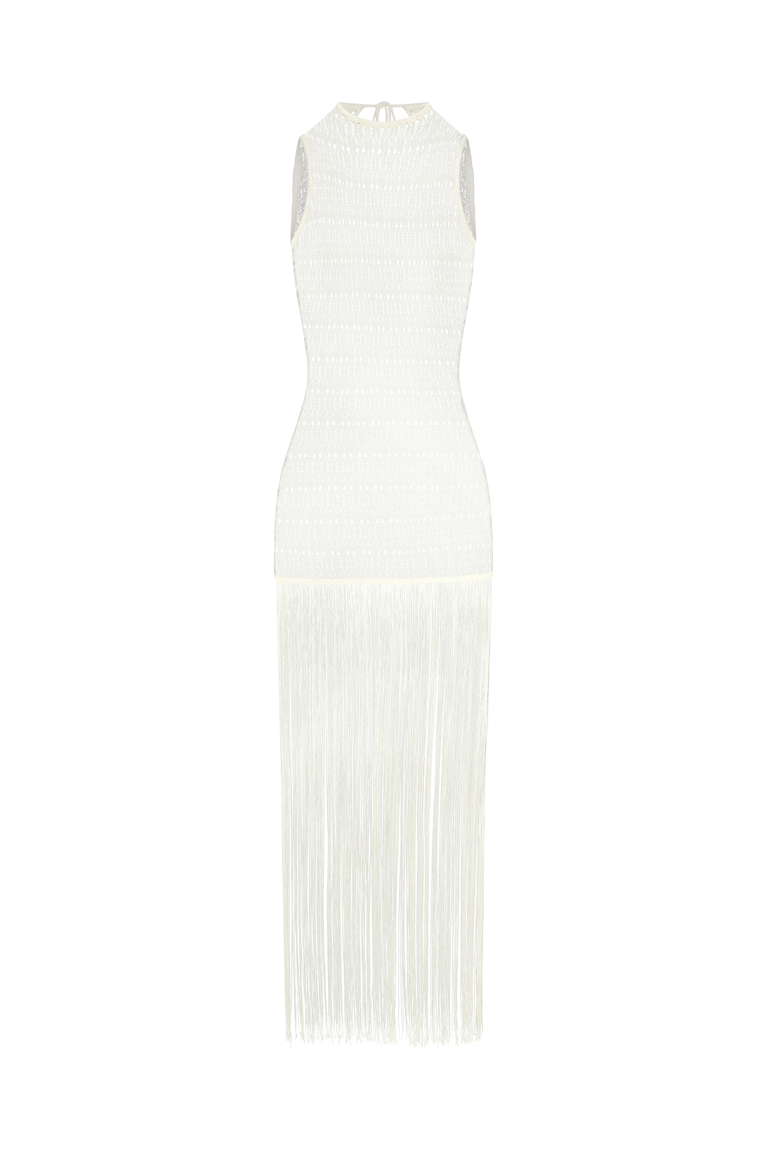 Fringe Knit Maxi Dress (Cream)