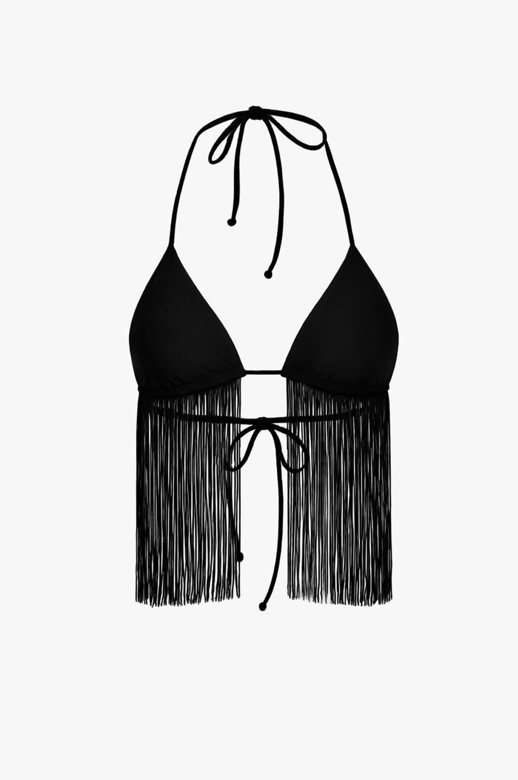Fringe Triangle Top (Faux Suede Black)