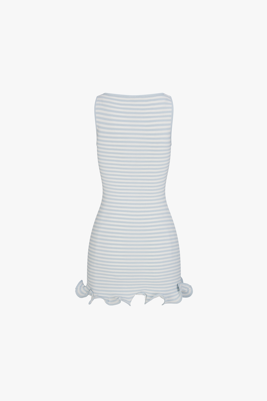 Ruffle Hem Tank Mini Dress (Pale Blue Stripe)