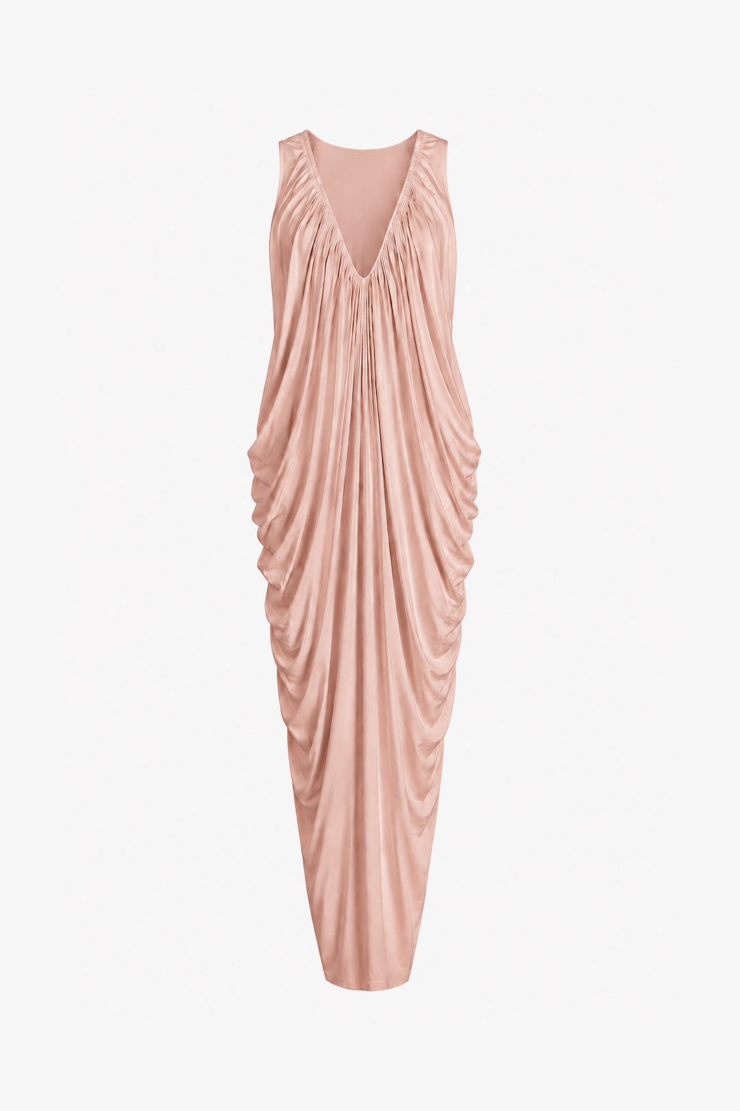 Draped V Neck Gown (Rose Clay)