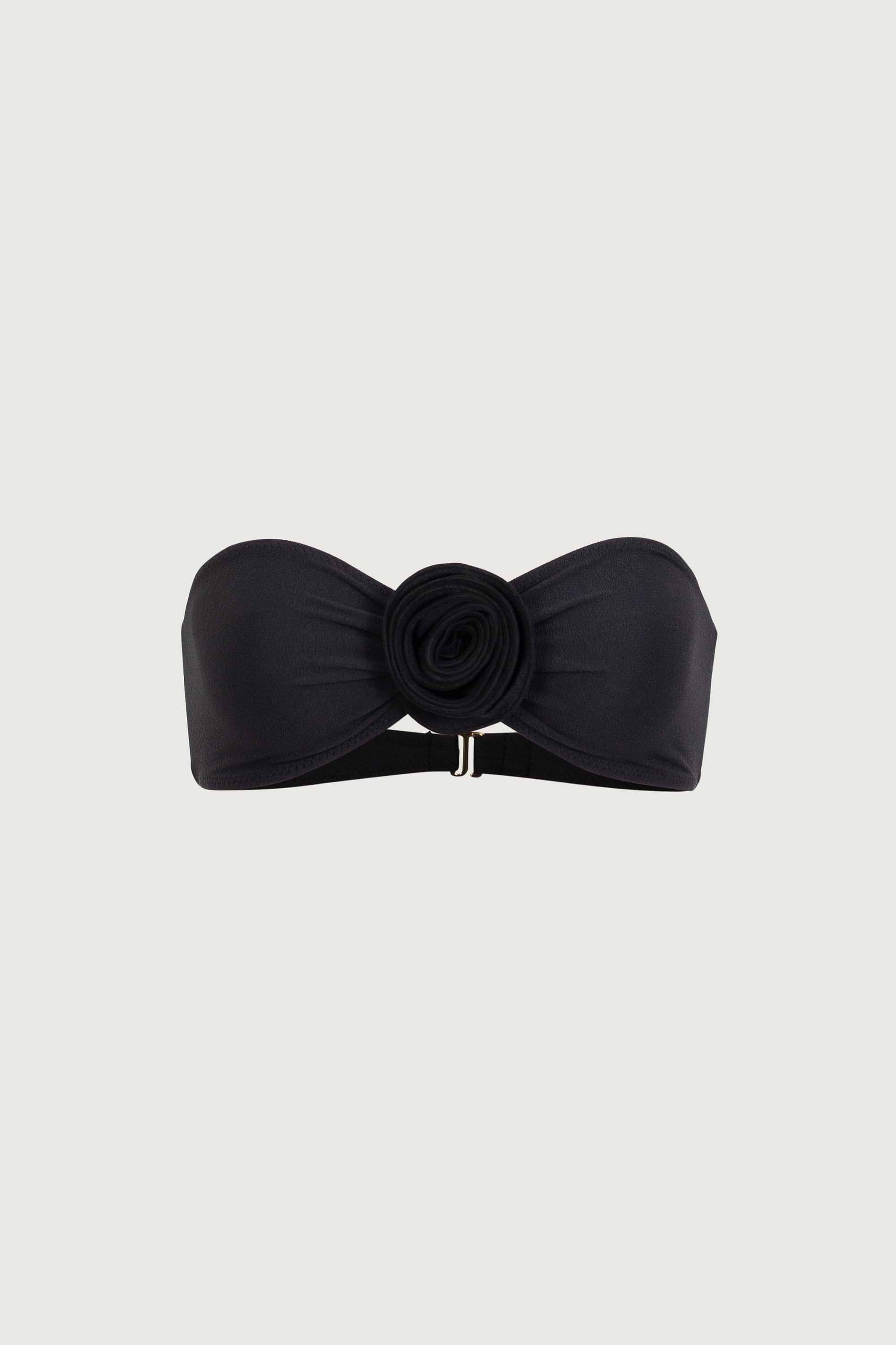 Rosette Bandeau Top (Faux Suede Black/Black)