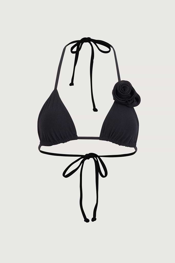 Rosette Triangle Top (Faux Suede Black/Black)