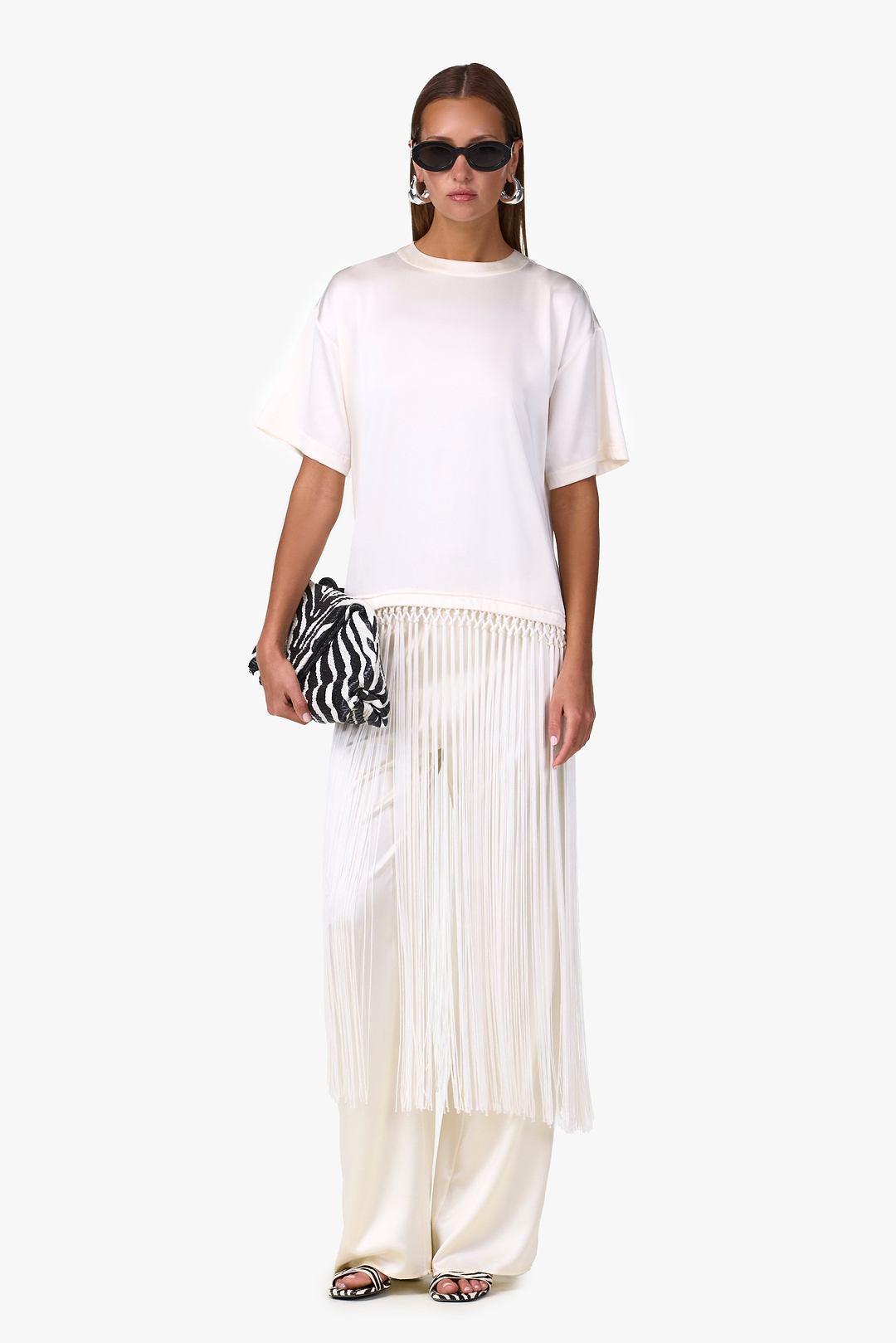 Silk Fringe Tee (Cream)