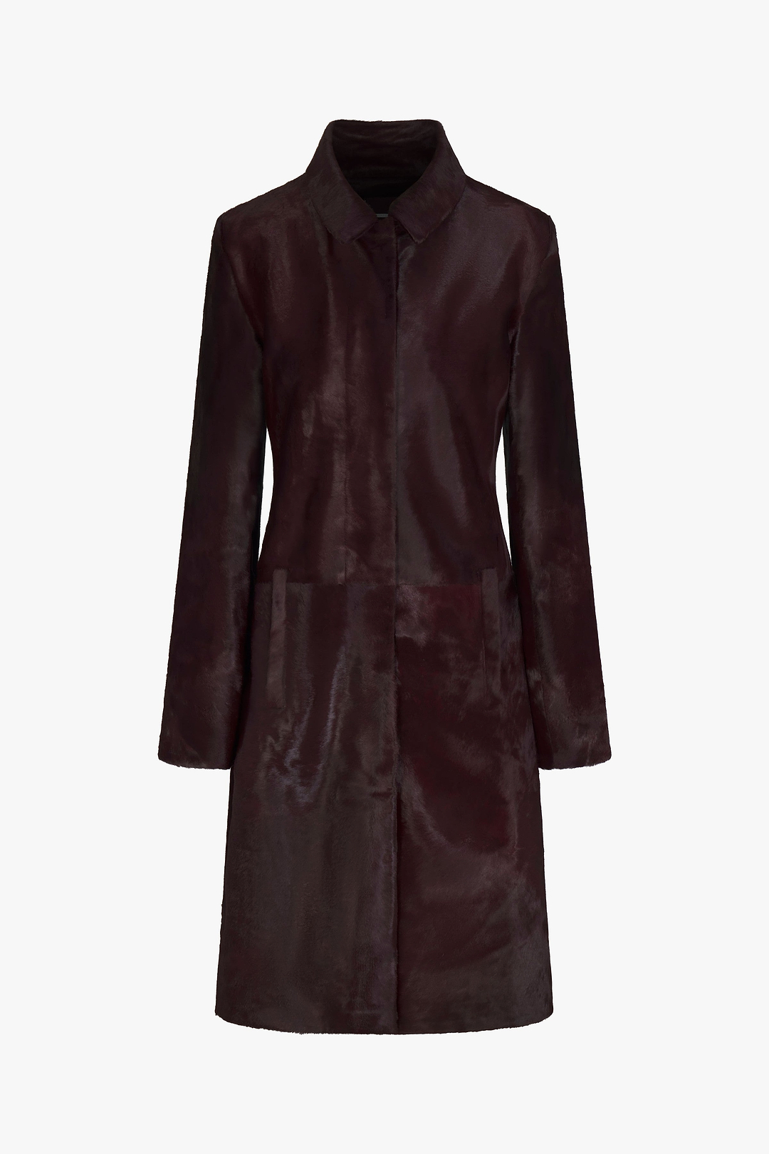 Pony Hair Trench Coat (Oxblood)