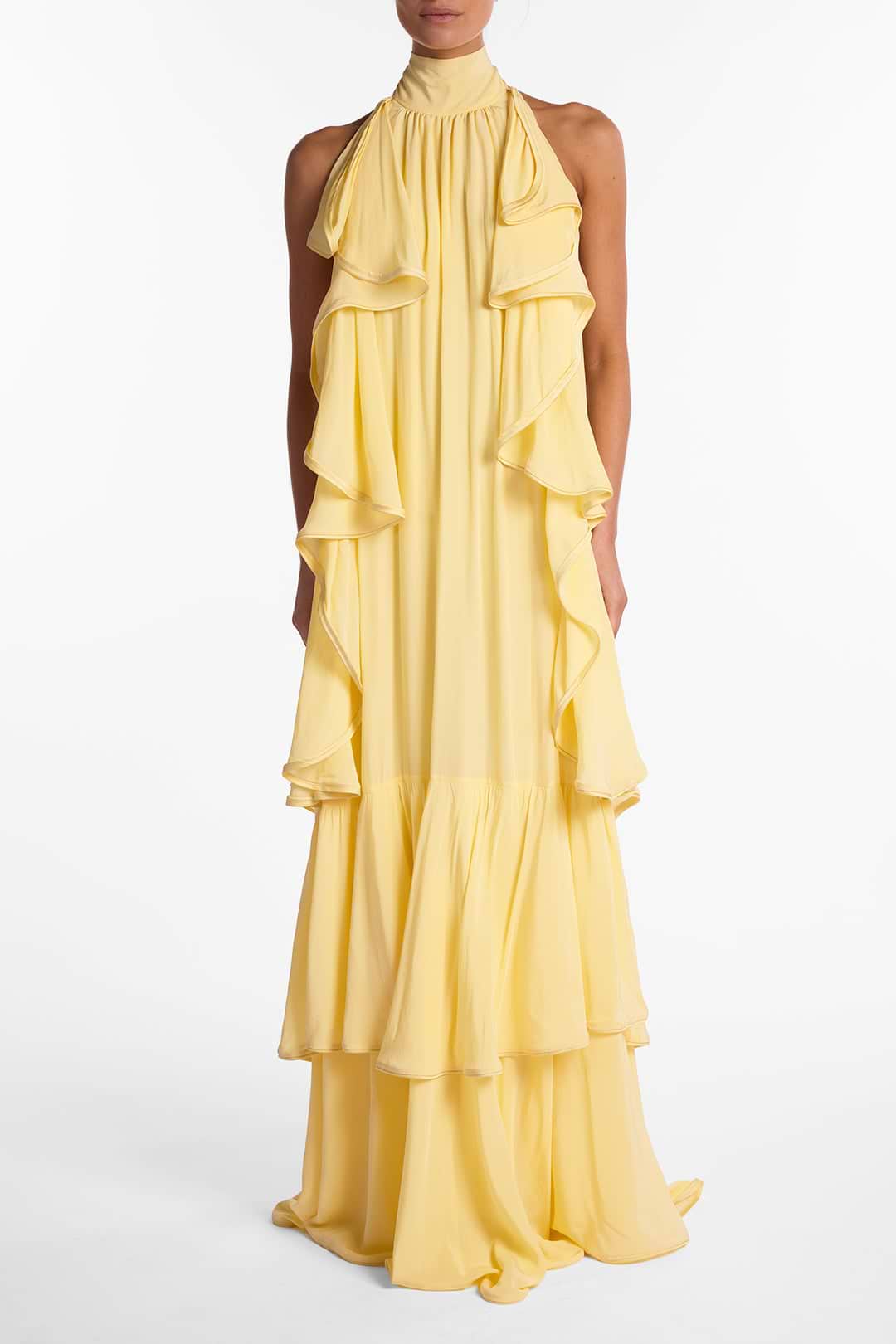 Layered Chiffon Gown (Butter Yellow)