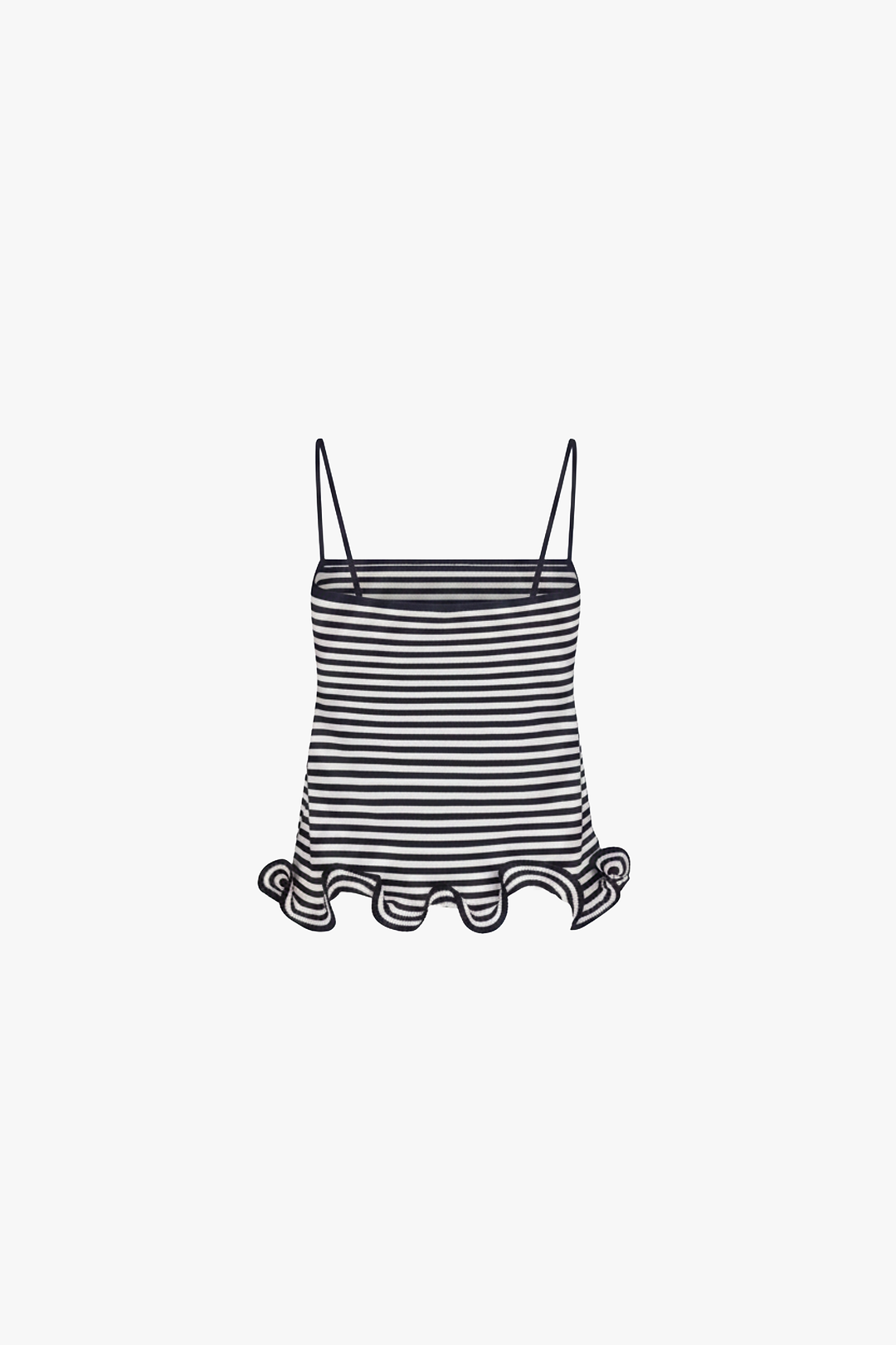 Ruffle Hem Tank (Navy Stripe)