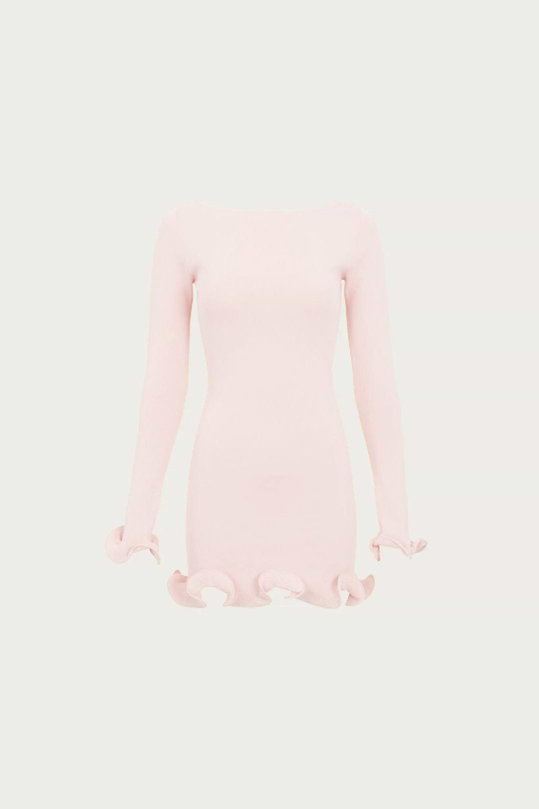 Ruffle Hem Mini Dress (Pale Pink)