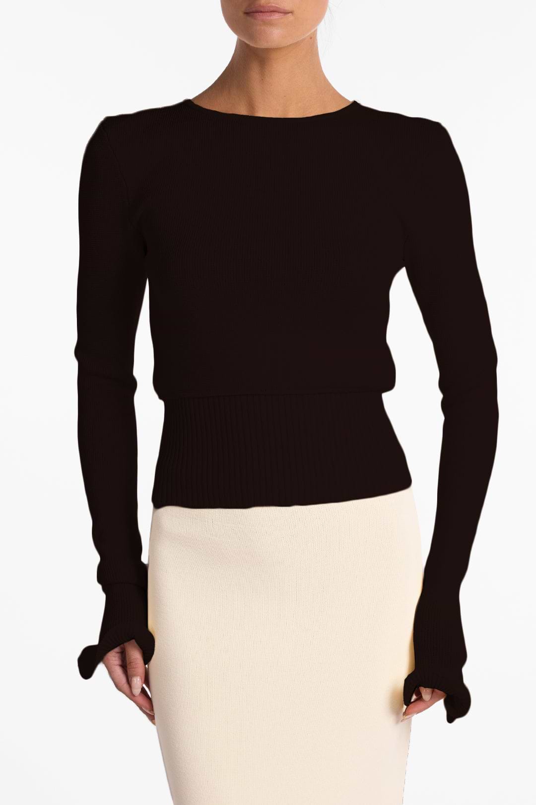 Ruffle Hem Sweater (Black)