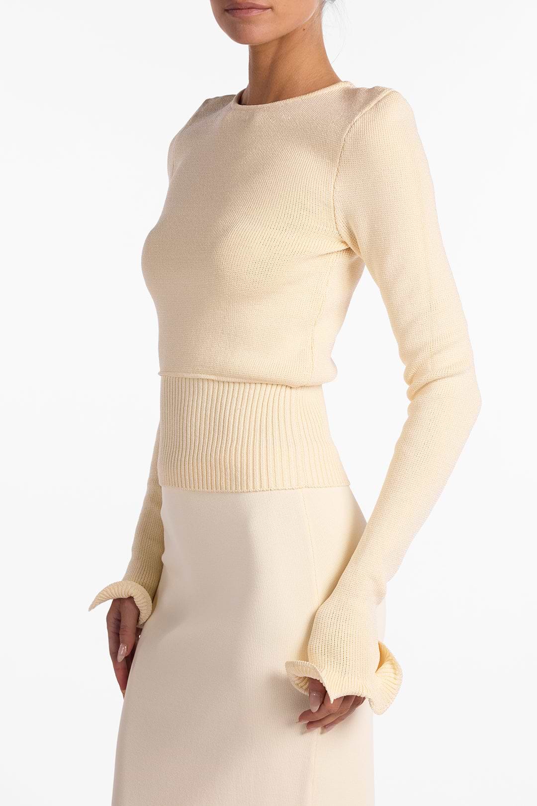 Ruffle Hem Sweater (Cream)