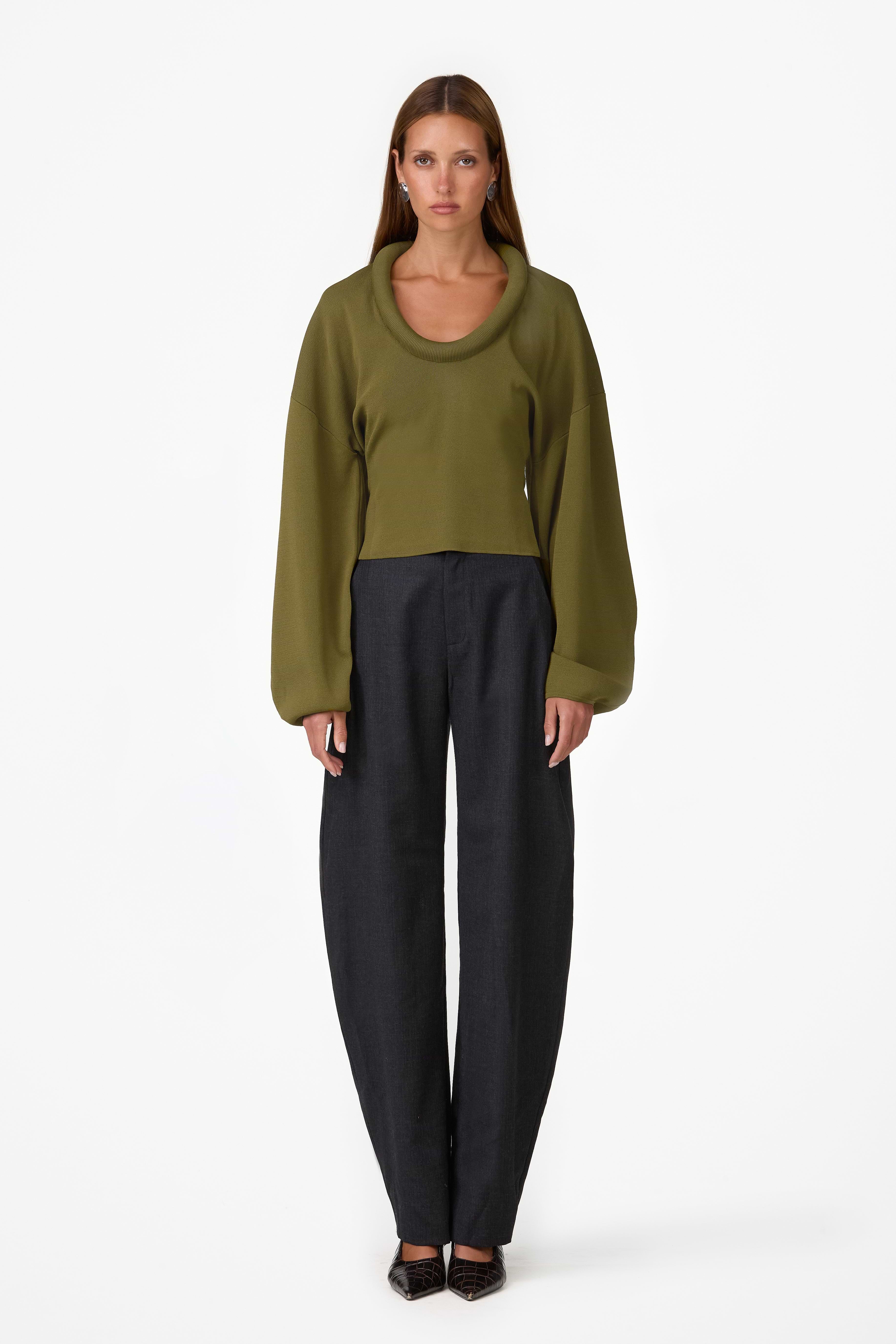 Knit Barrel Sweater (Olive)