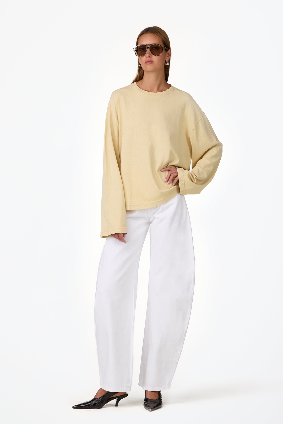 The Boyfriend Long Sleeve Tee (Wheat)