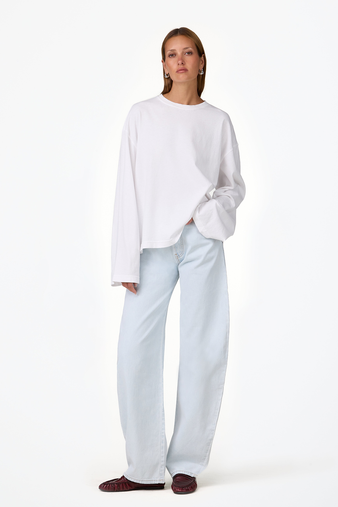 The Boyfriend Long Sleeve Tee (White)