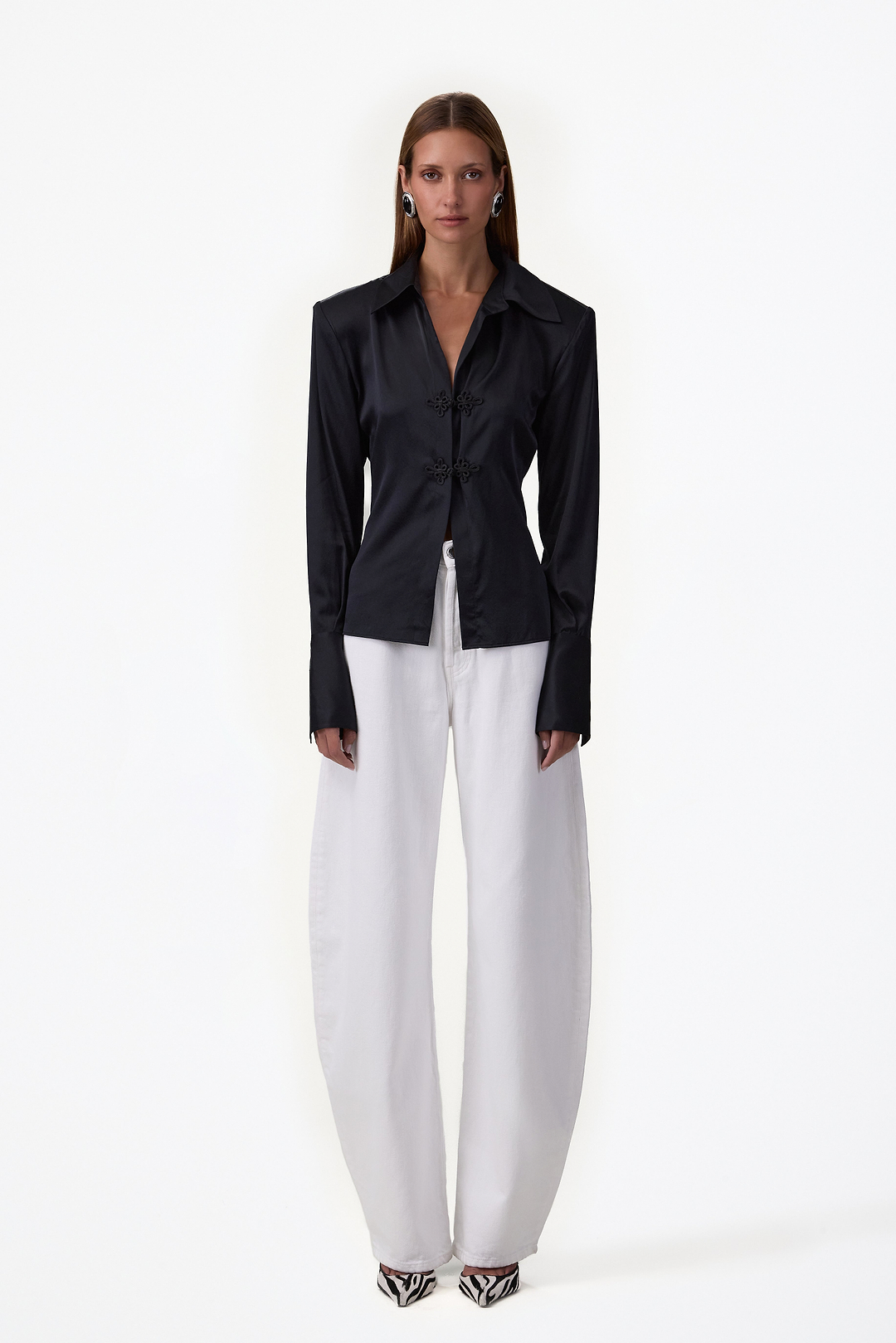 Tailored Silk Blouse (Black)