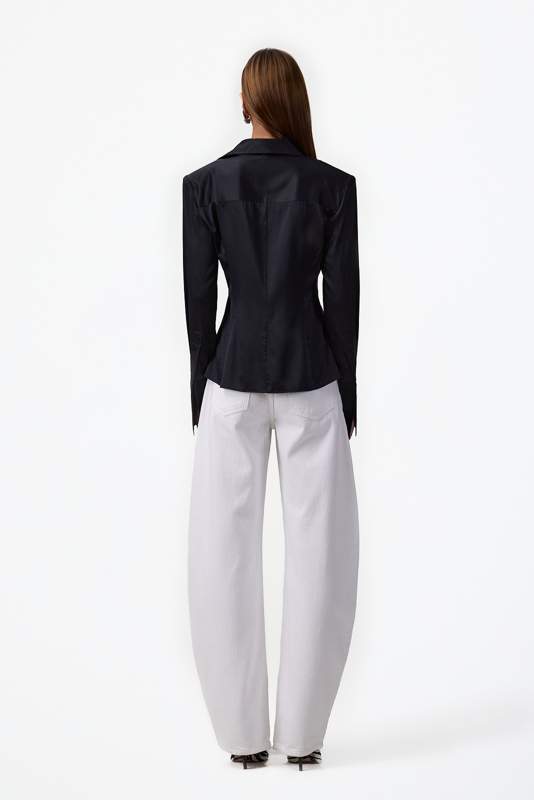 Tailored Silk Blouse (Black)