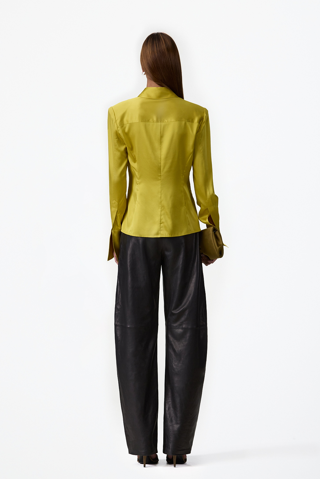 Tailored Silk Blouse (Chartreuse)