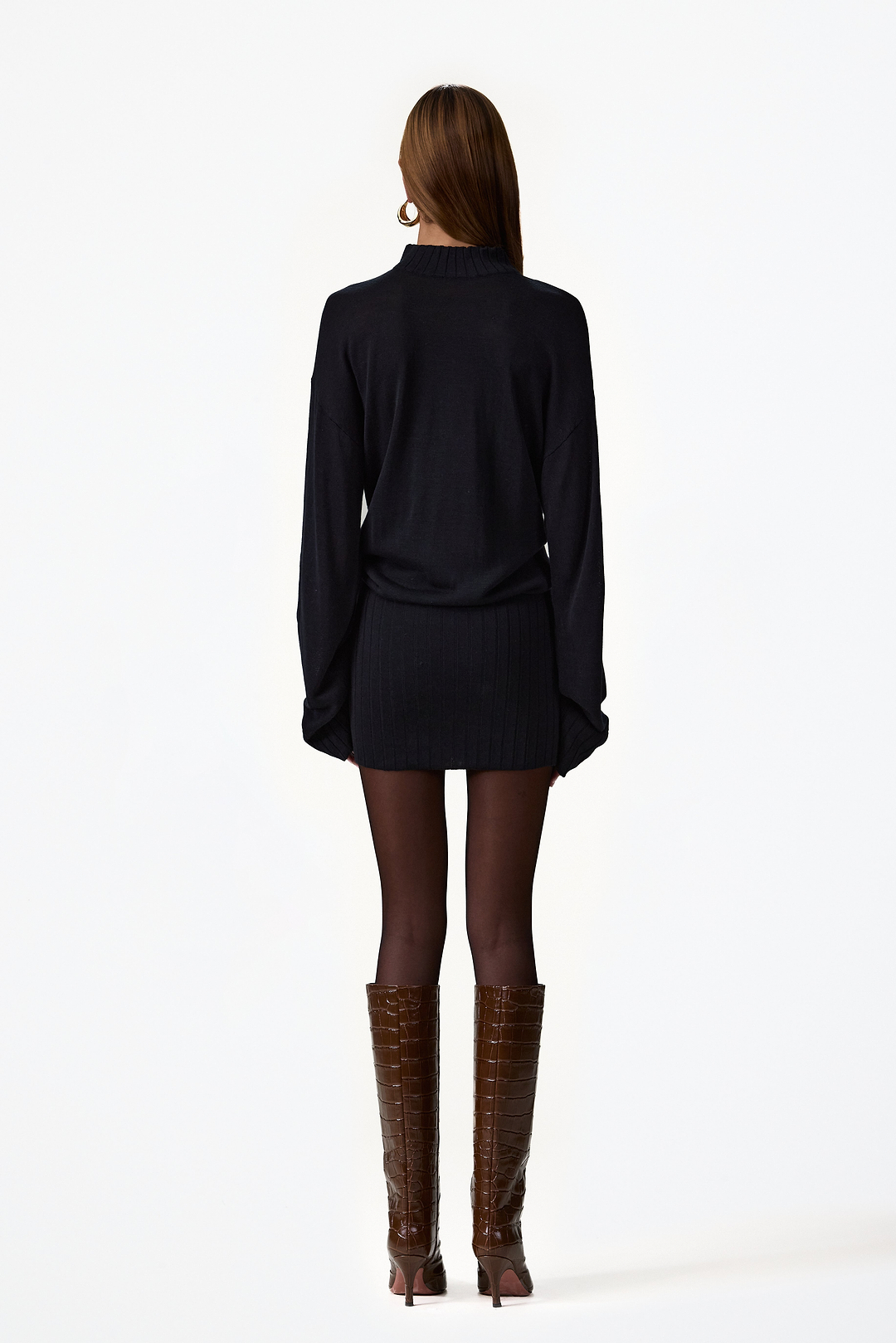 Lightweight Knit Mini Dress (Black)